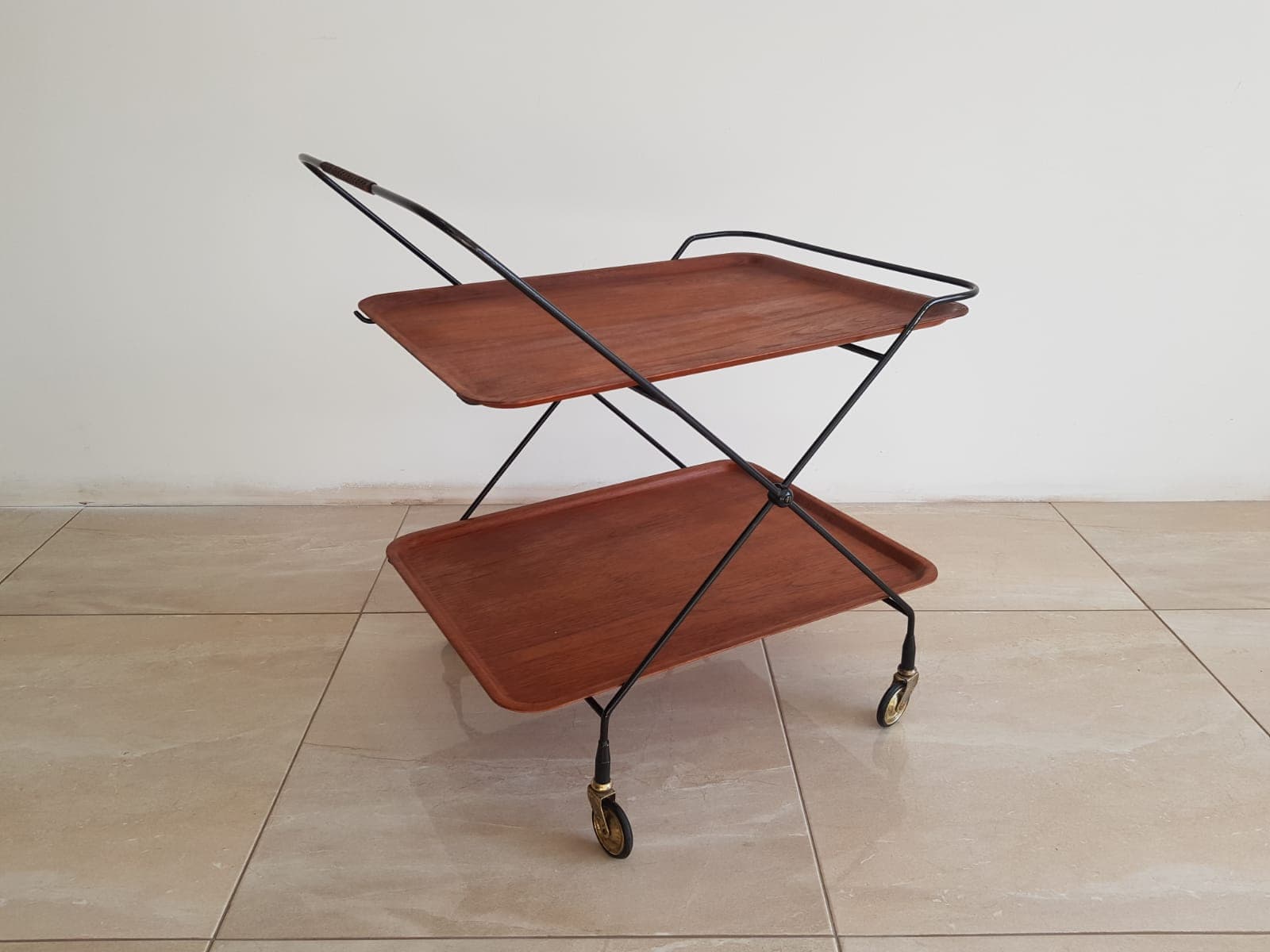 Bar cart, teak brown, metal black, JIE Gantoft - 345715