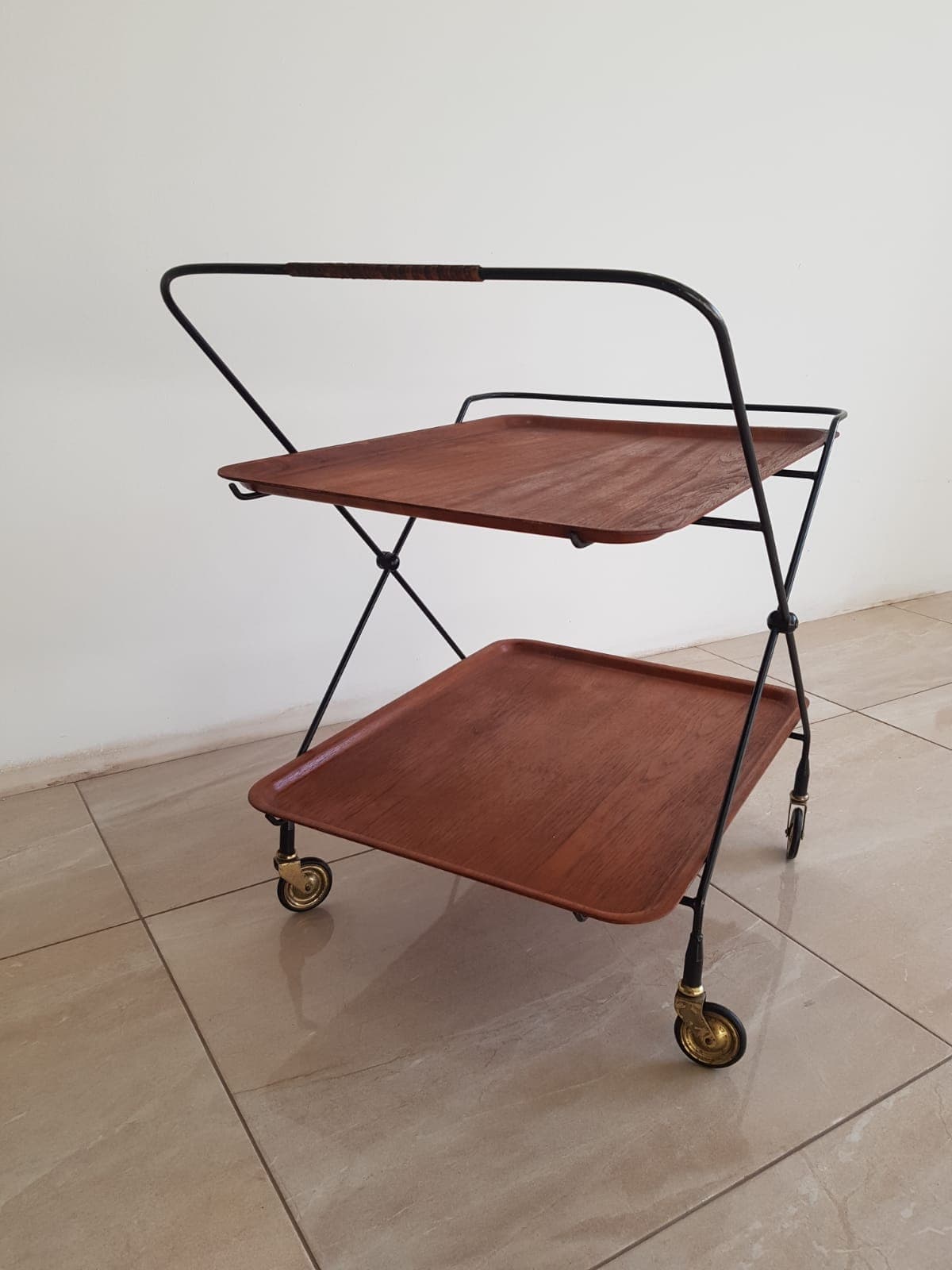 Bar cart, teak brown, metal black, JIE Gantoft - 345718