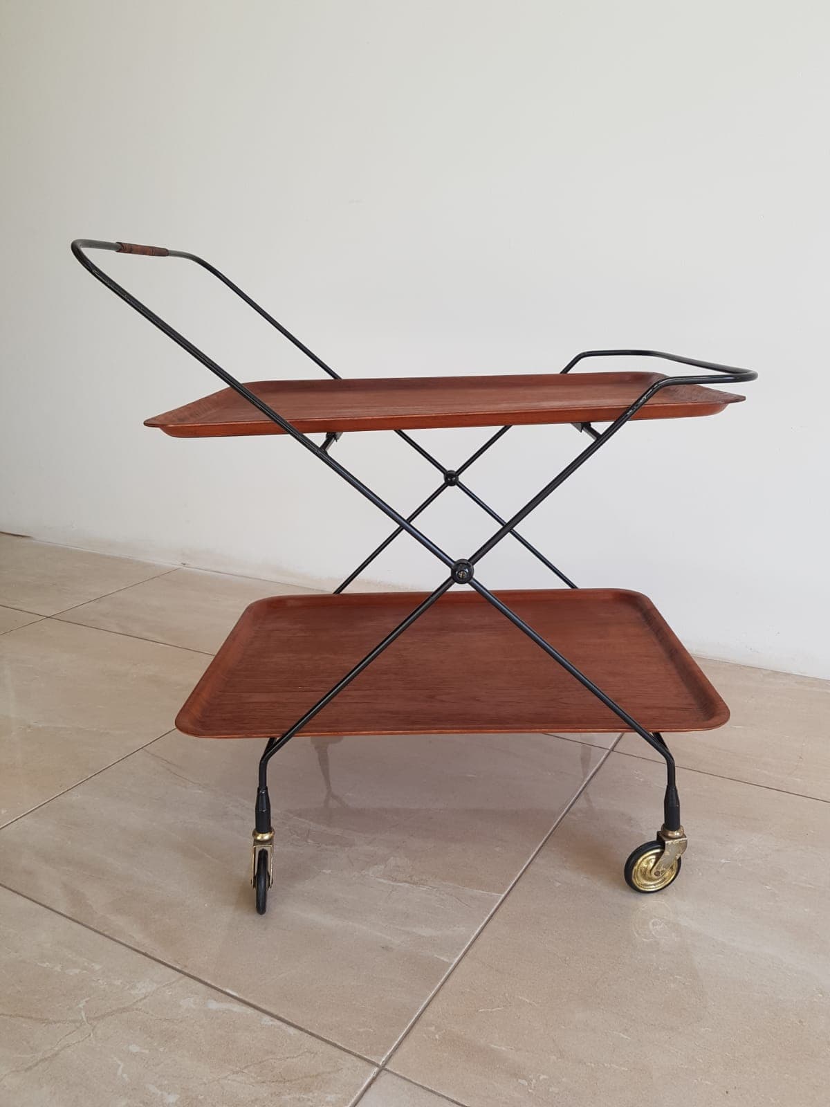Bar cart, teak brown, metal black, JIE Gantoft - 345722
