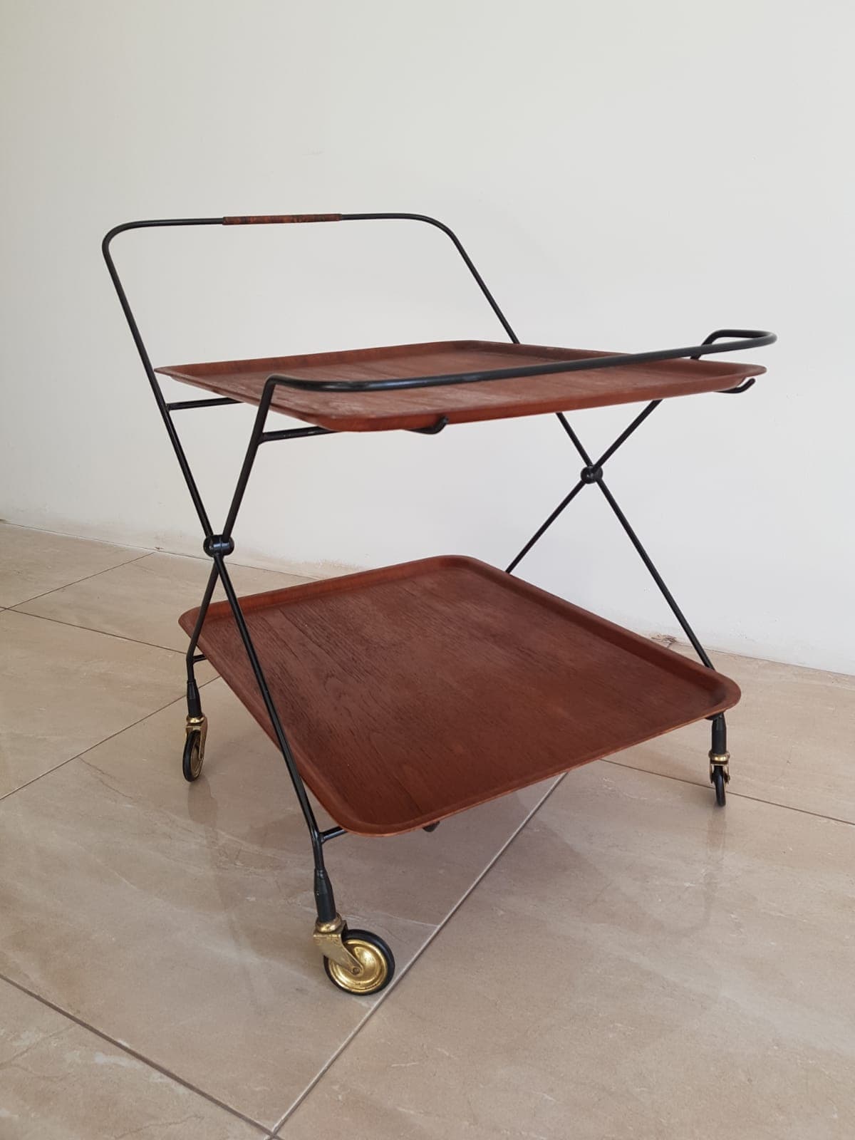 Bar cart, teak brown, metal black, JIE Gantoft - 345725
