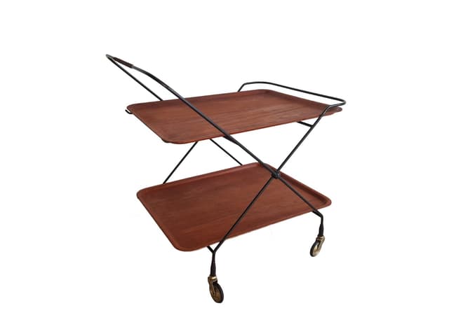 Bar cart, teak brown, metal black, JIE Gantoft - DIMENSION