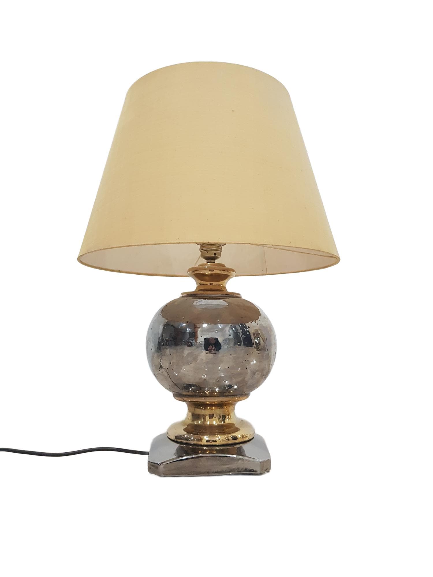 Vintage table lamp, silver, gold, ceramics, metal, Italy, 1960s
