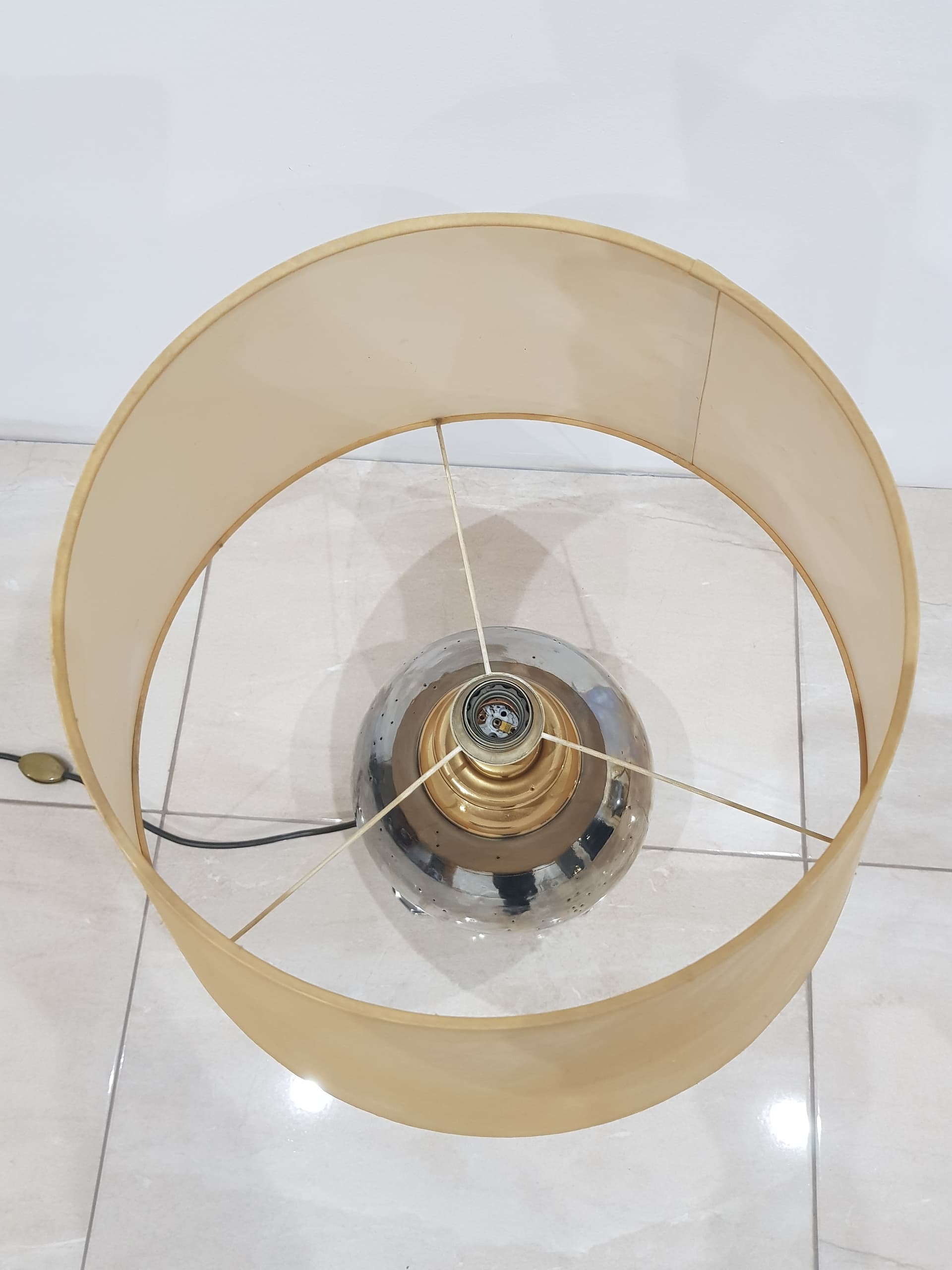 Vintage table lamp, silver, gold, ceramics, metal, Italy, 1960s - 345776