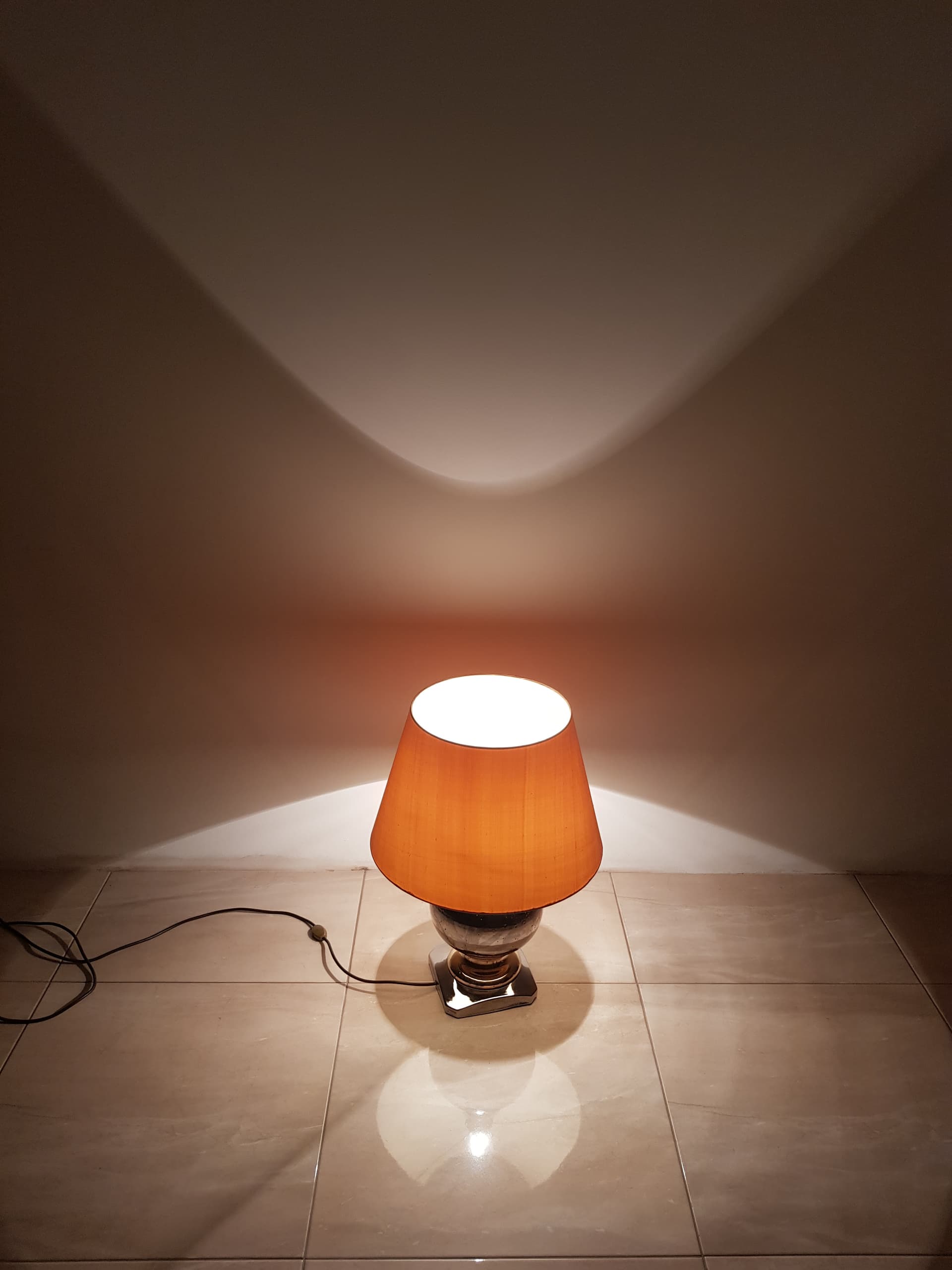 Vintage table lamp, silver, gold, ceramics, metal, Italy, 1960s - 345780