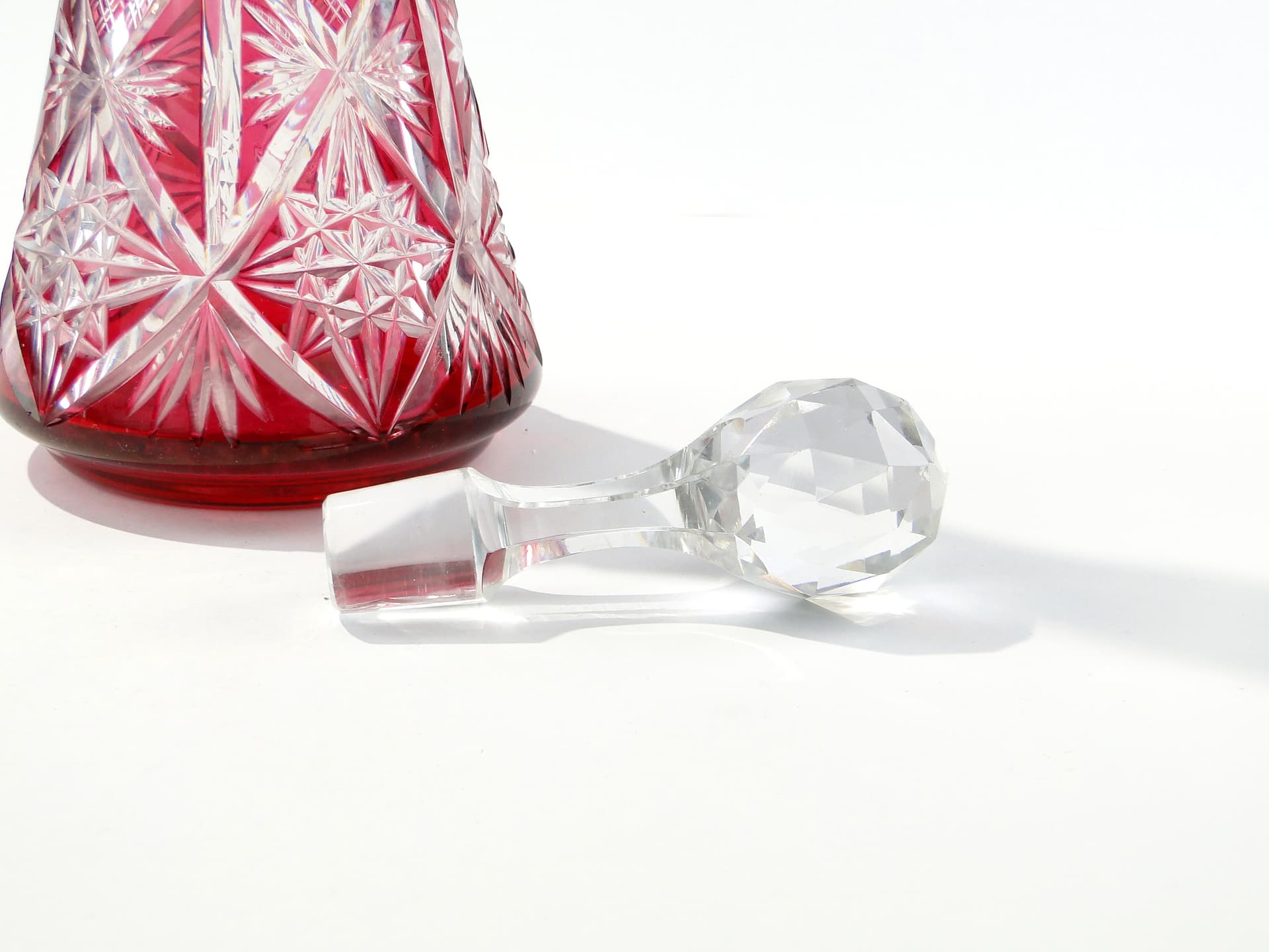 Wine decanter, pink, crystal, Val Saint Lambert, Belgium, 1930s - 345809
