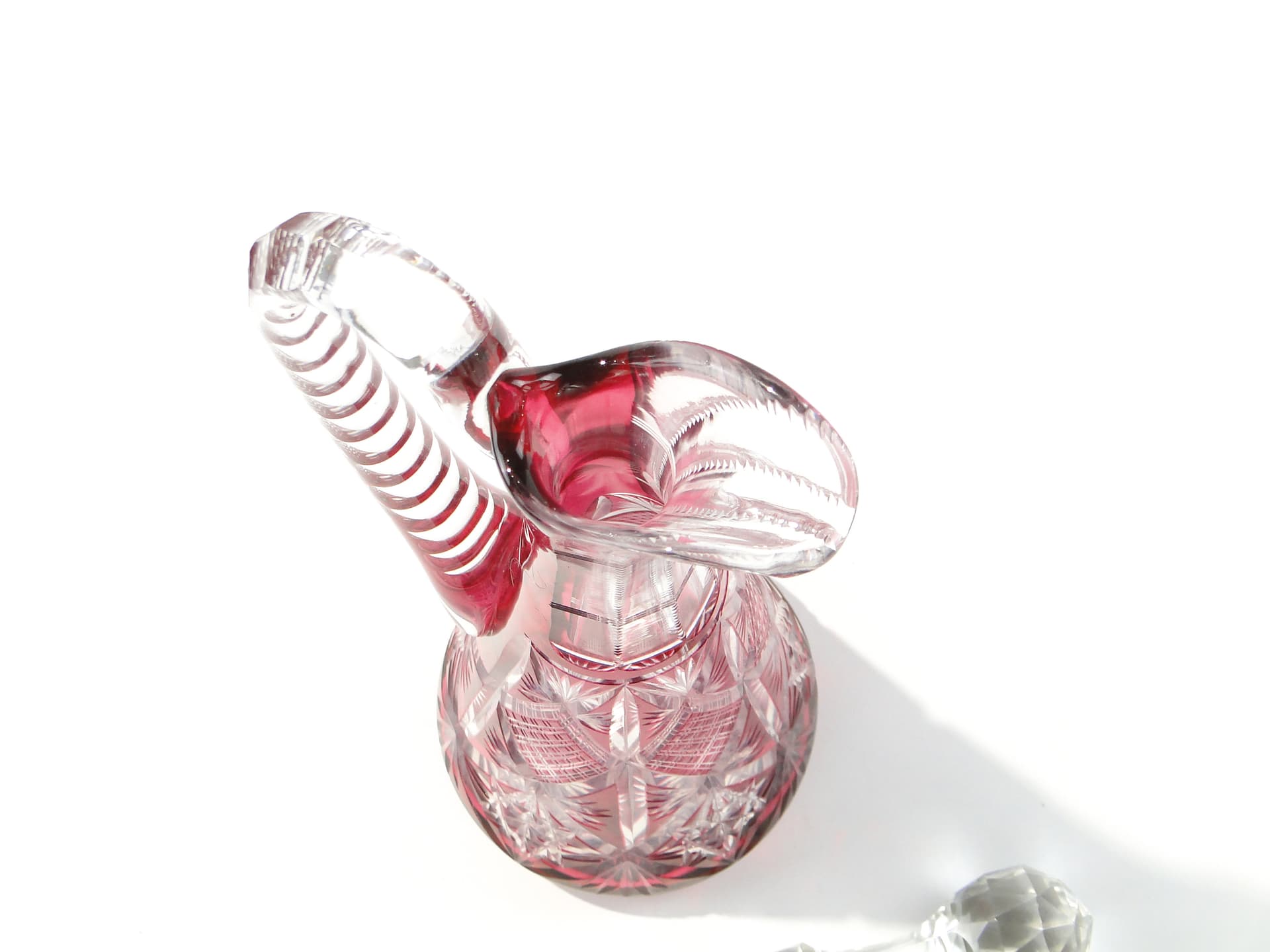 Wine decanter, pink, crystal, Val Saint Lambert, Belgium, 1930s - 345811