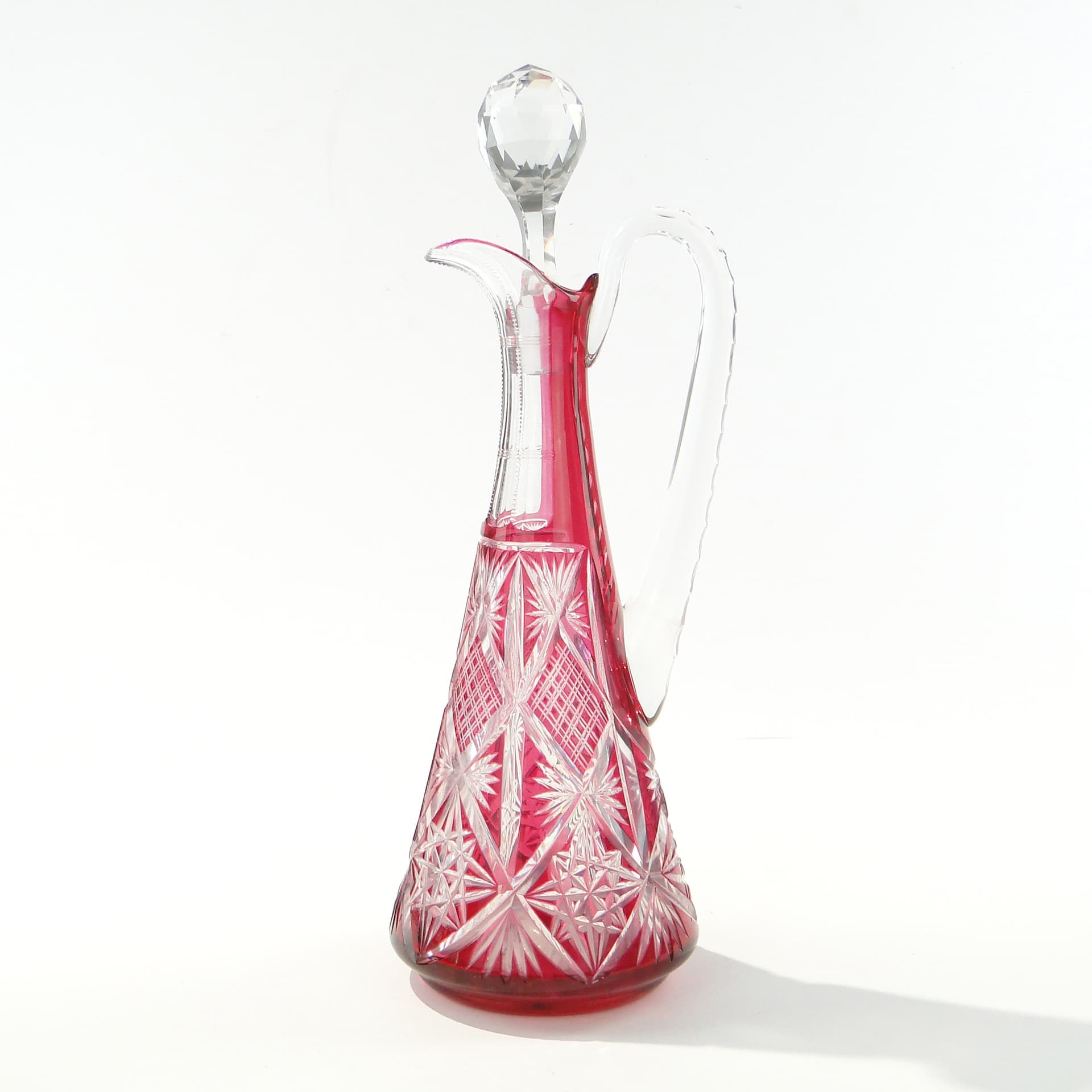 Wine decanter, pink, crystal, Val Saint Lambert, Belgium, 1930s - 345815
