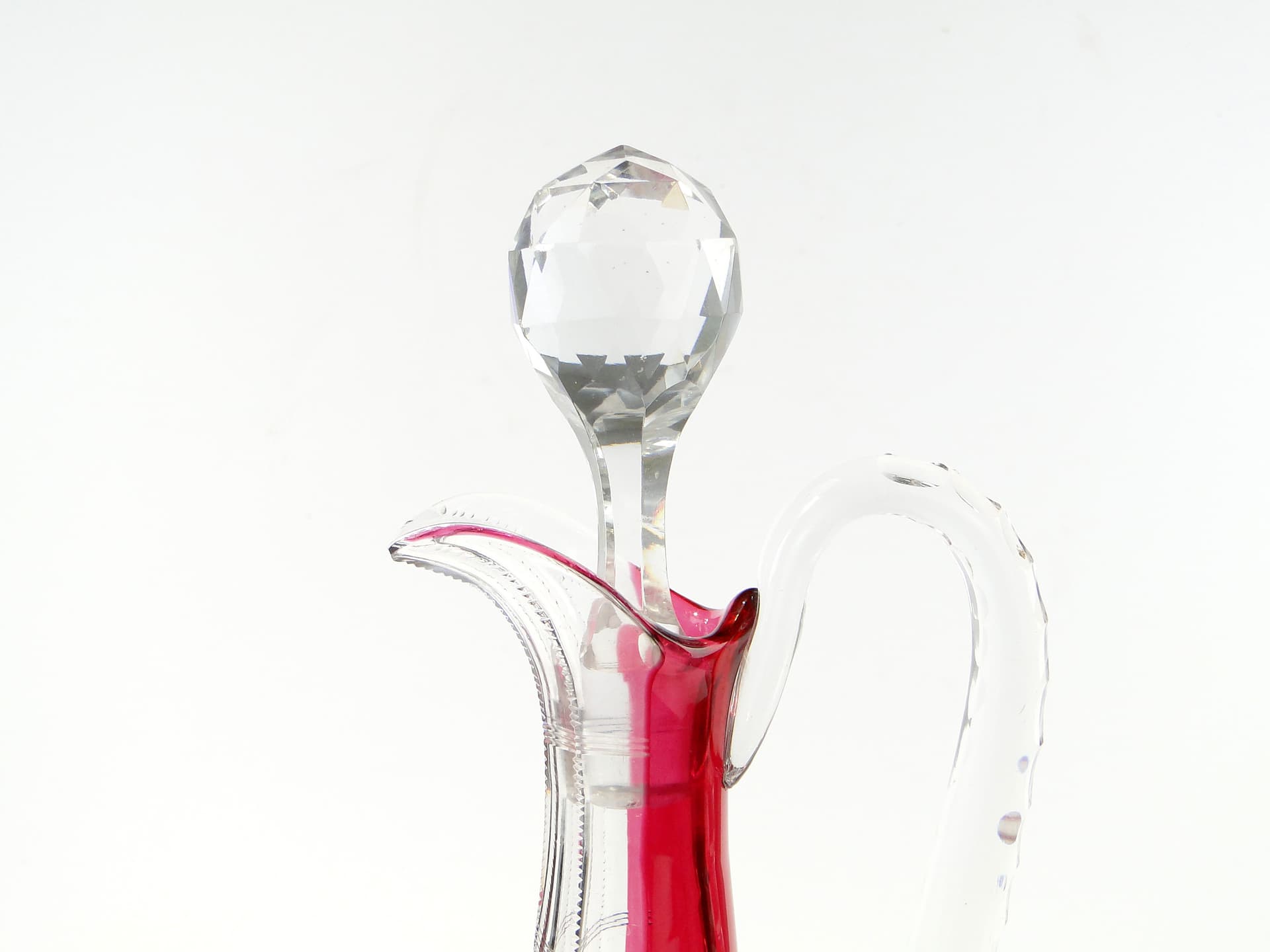 Wine decanter, pink, crystal, Val Saint Lambert, Belgium, 1930s - 345810