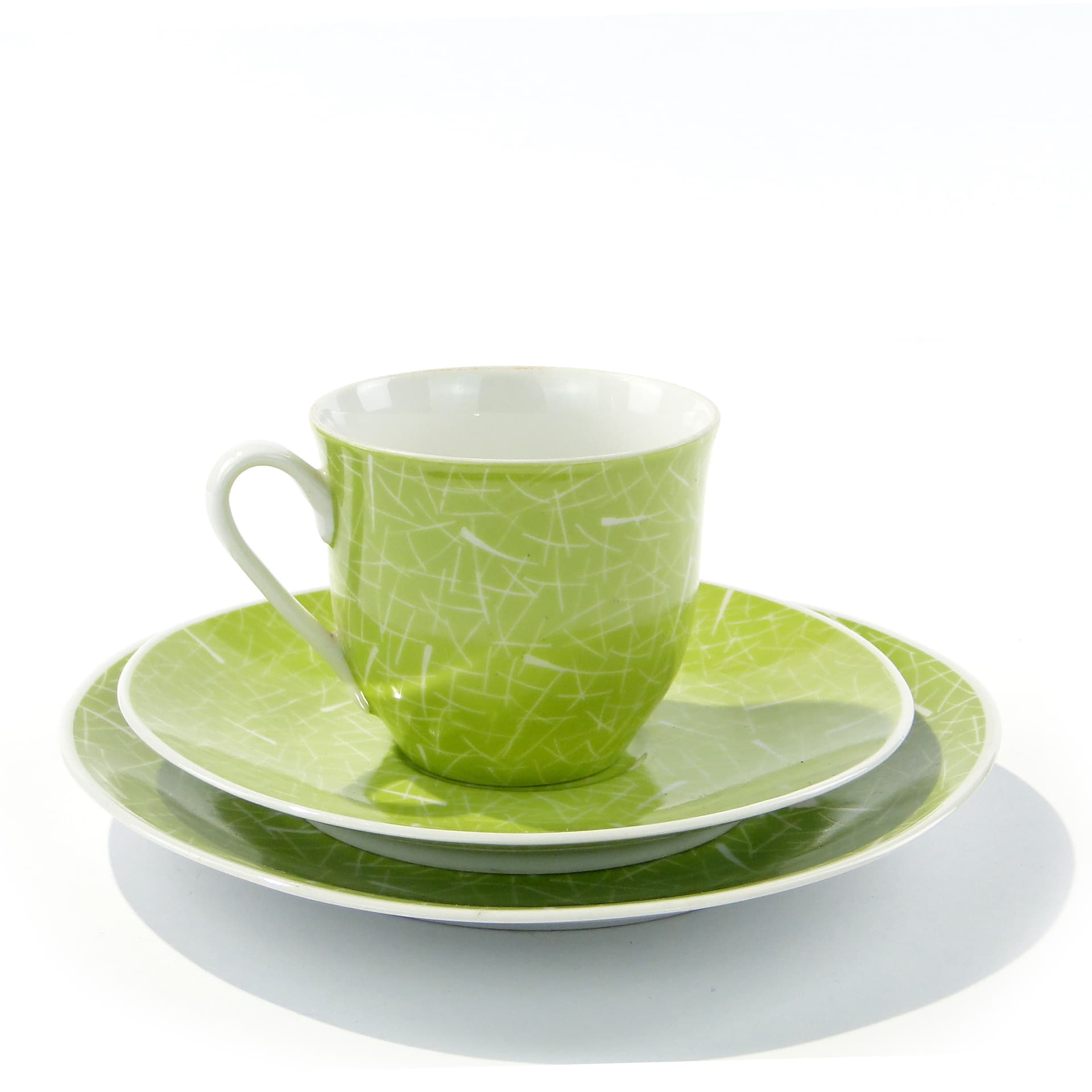 Breakfast set, lime green, porcelain, by L. Pokora, Poland, 1950s - 345829