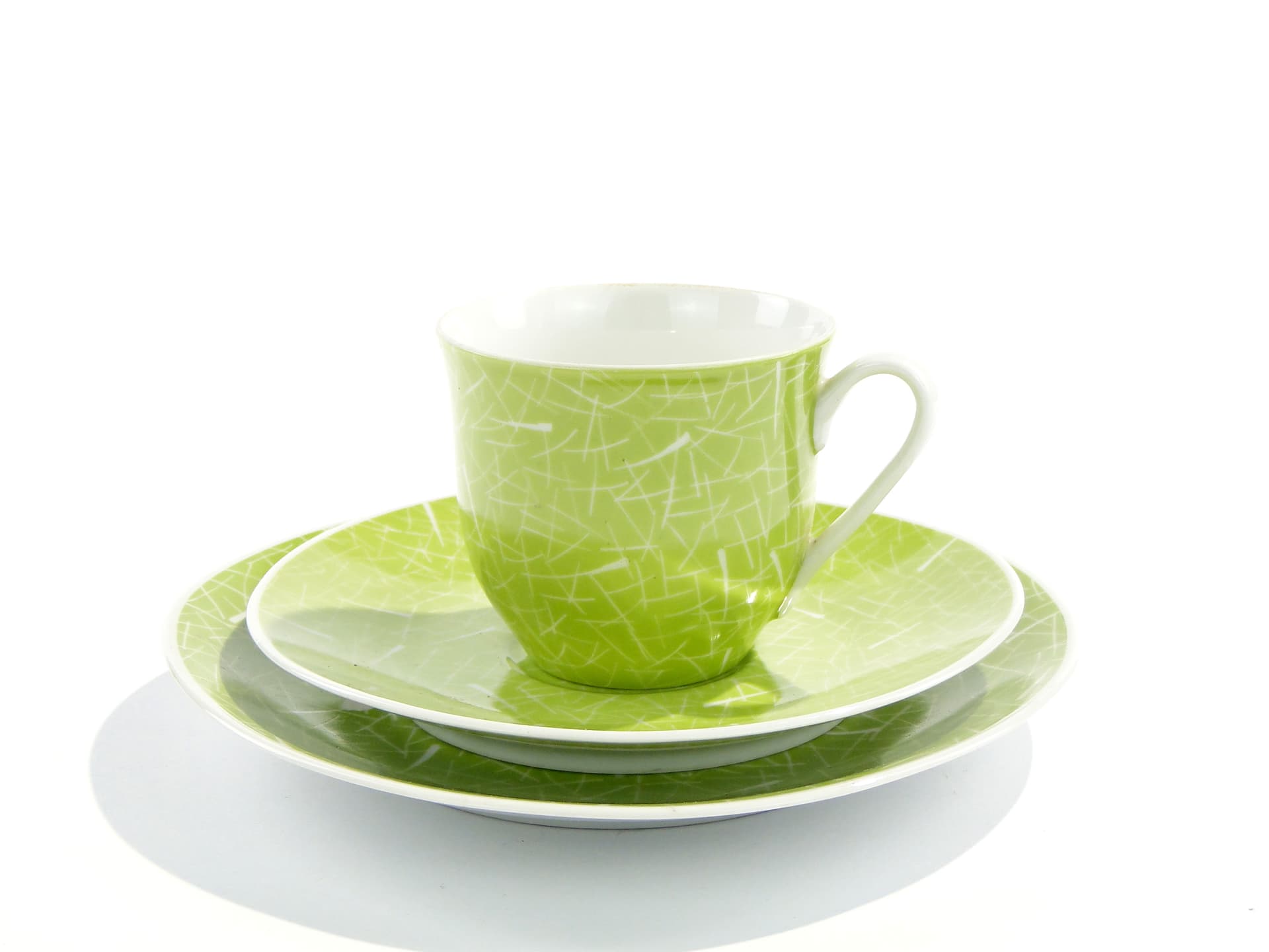 Breakfast set, lime green, porcelain, by L. Pokora, Poland, 1950s - 345828