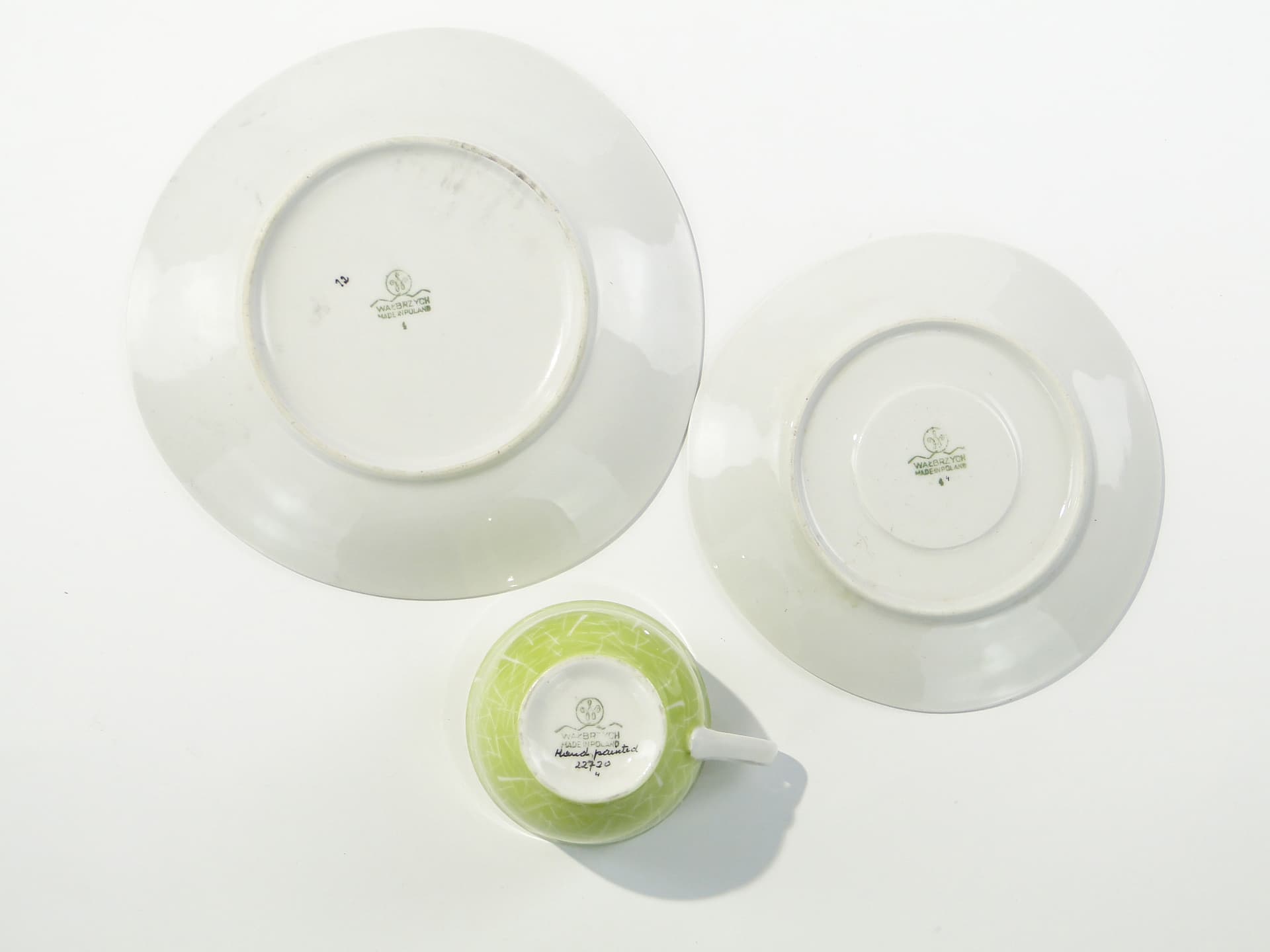 Breakfast set, lime green, porcelain, by L. Pokora, Poland, 1950s - 345831