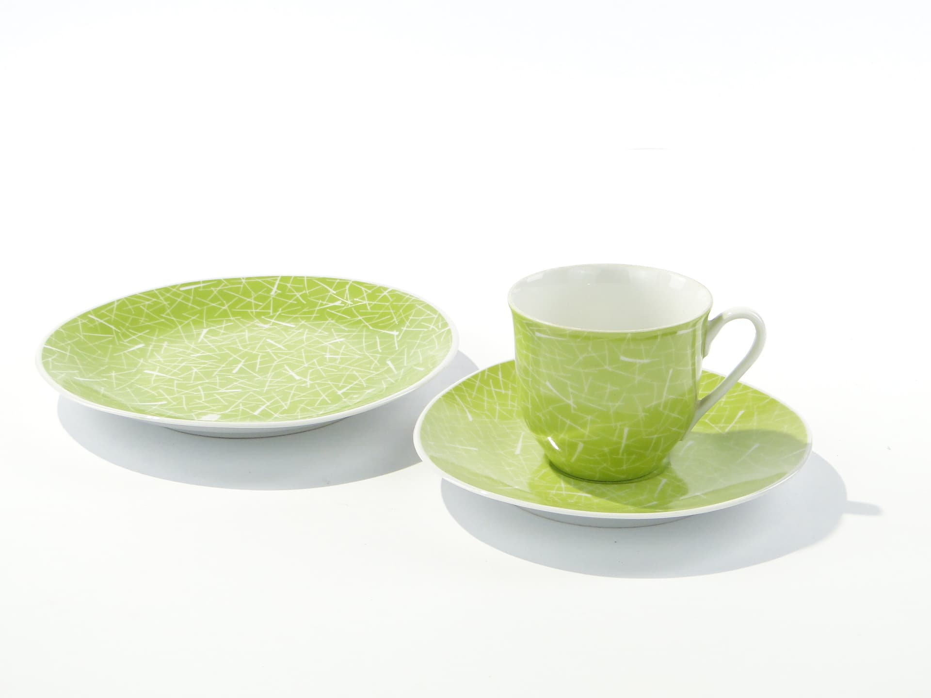 Breakfast set, lime green, porcelain, by L. Pokora, Poland, 1950s - 345820