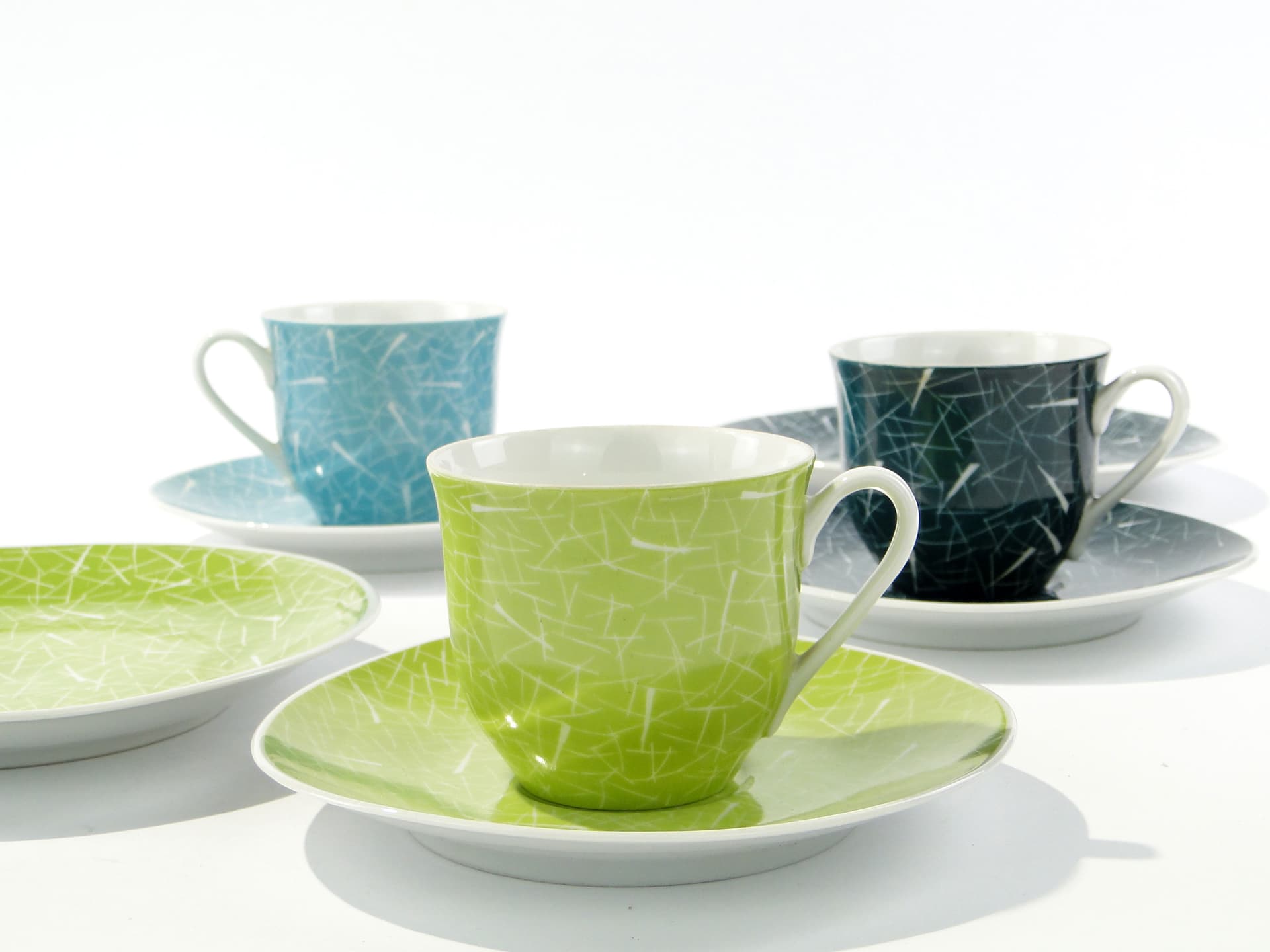 Breakfast set, lime green, porcelain, by L. Pokora, Poland, 1950s - 345821