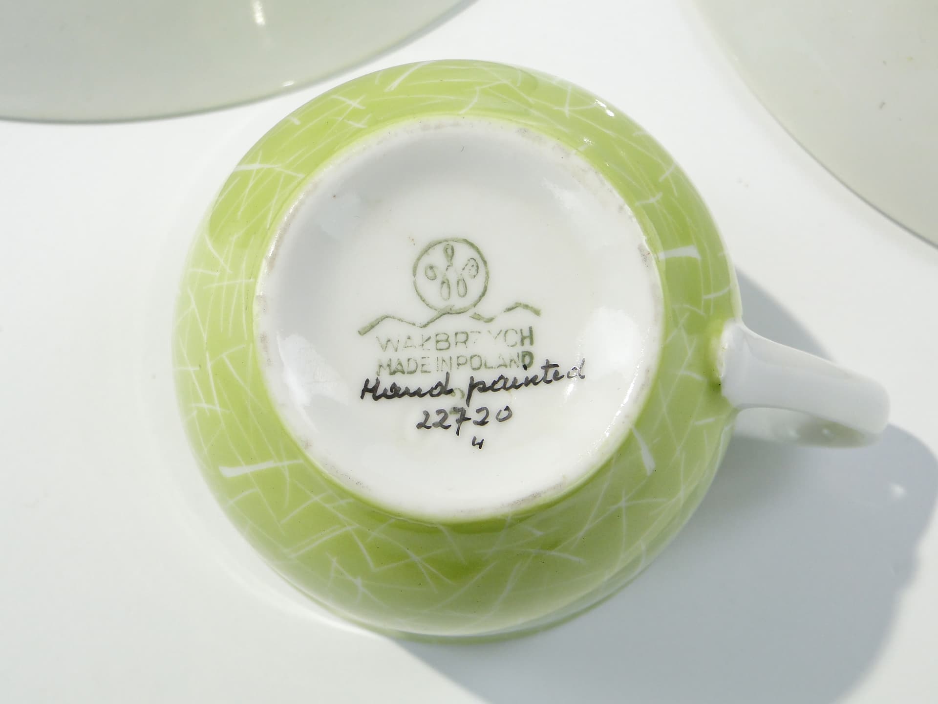 Breakfast set, lime green, porcelain, by L. Pokora, Poland, 1950s - 345818