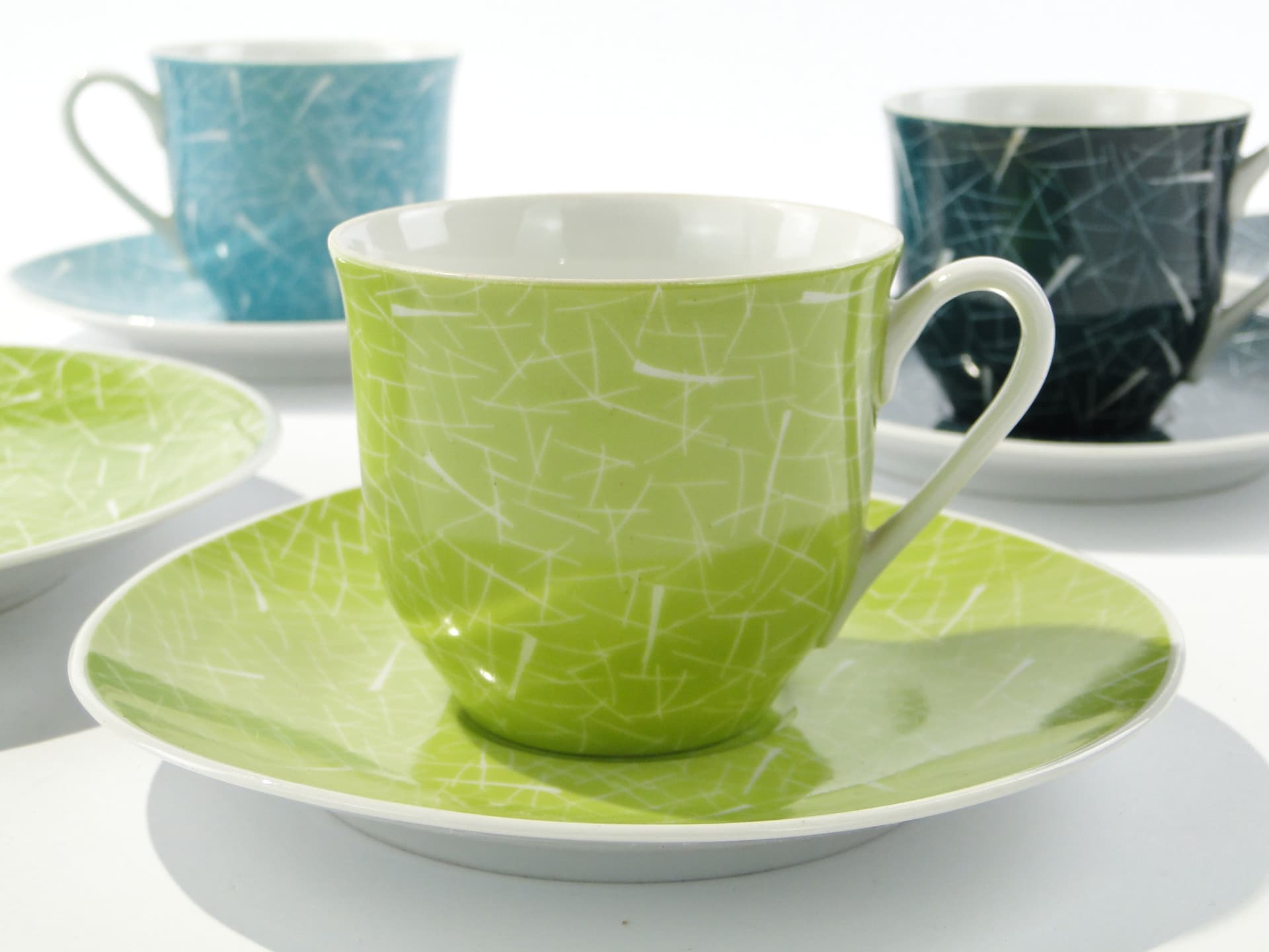 Breakfast set, lime green, porcelain, by L. Pokora, Poland, 1950s - 345823