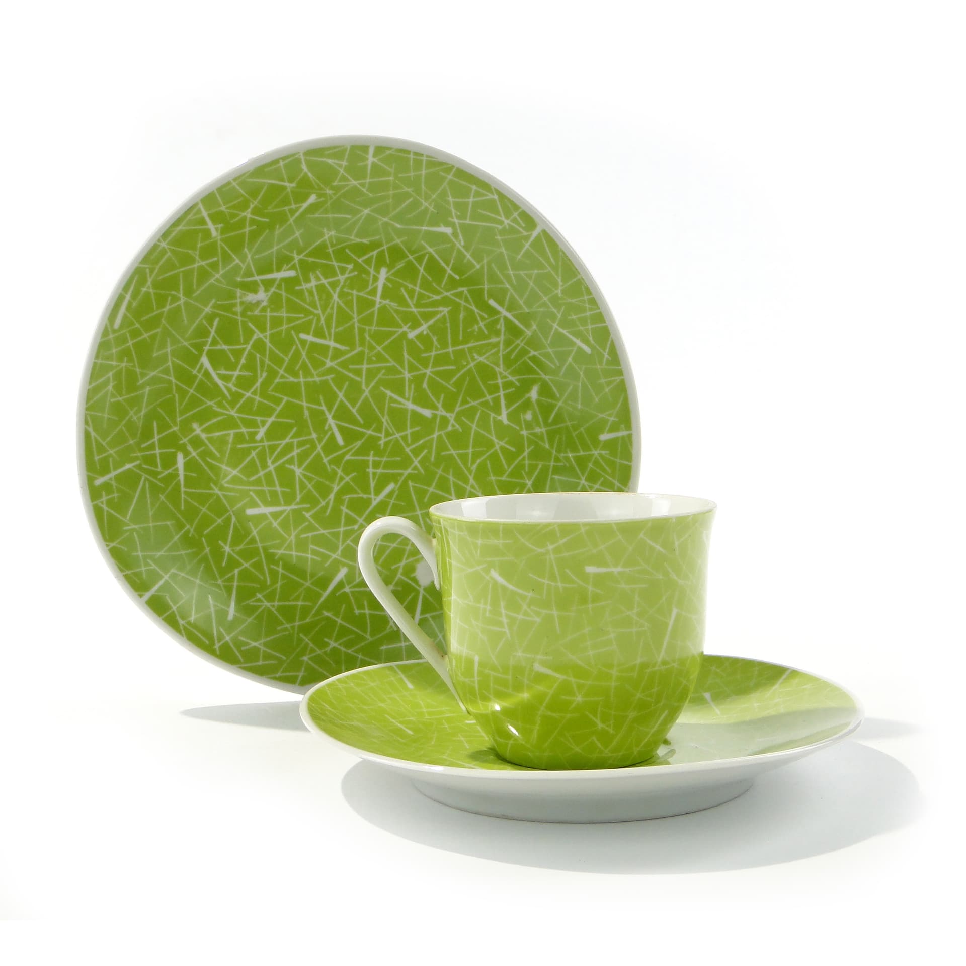 Breakfast set, lime green, porcelain, by L. Pokora, Poland, 1950s - 345825