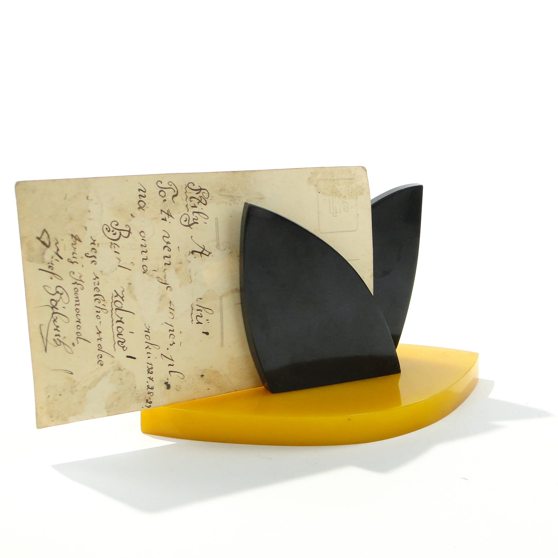 Napkin holder, Art Deco, black yellow bakelite, Western Europe, 1920s. - 345874