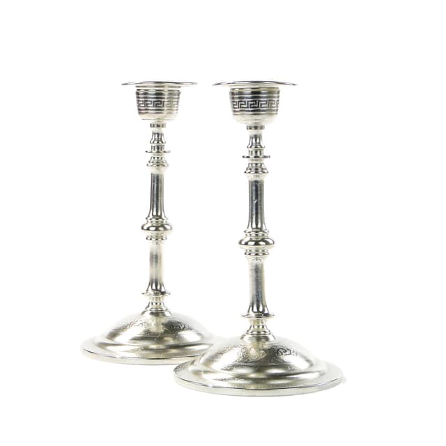 Pair of candlesticks, silver-plated brass, Norblin & Co., Poland, 19th c. - DIMENSION