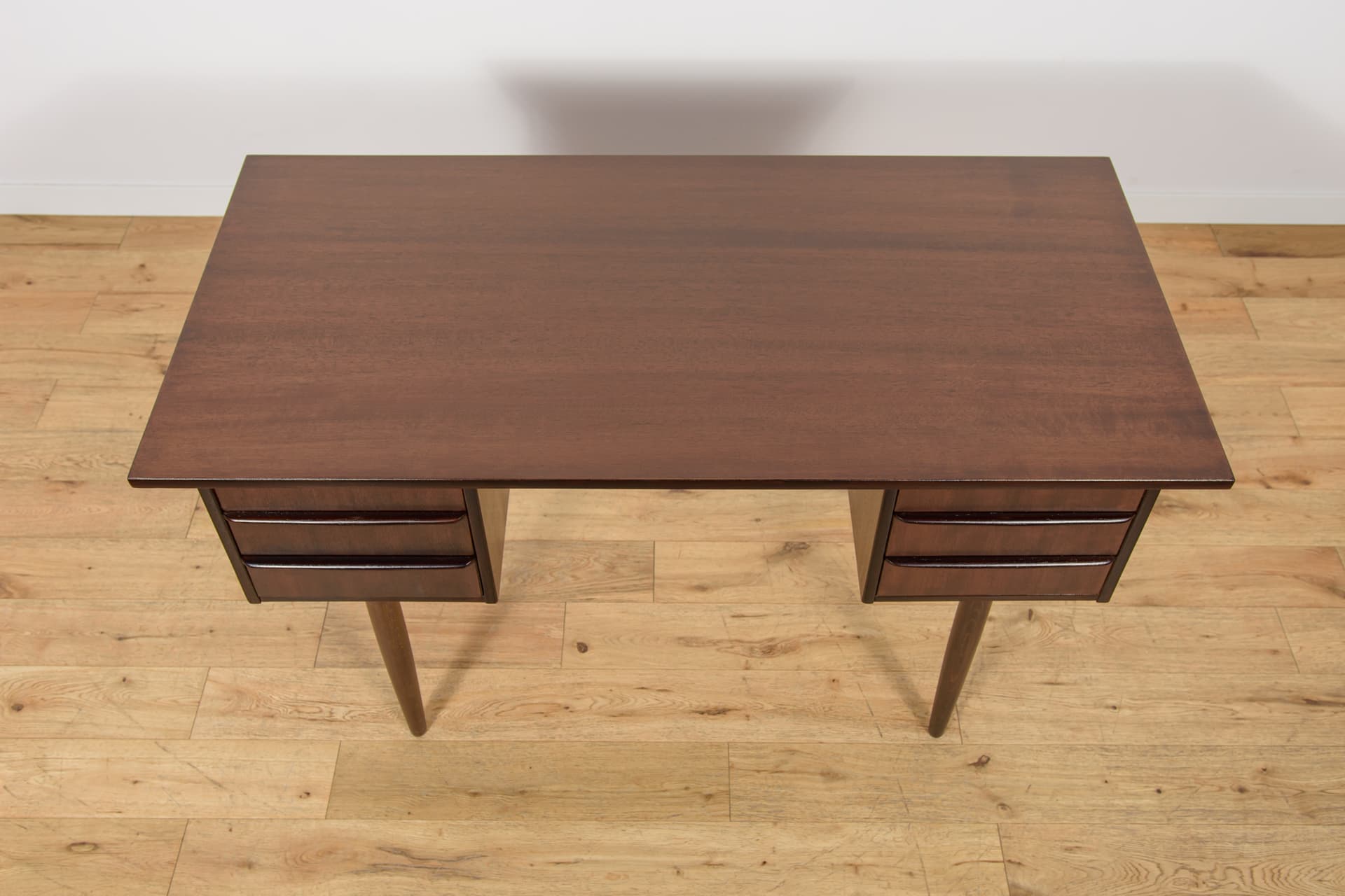 Freestanding desk, brown teak mahogany, Denmark, 1960s. - 345896