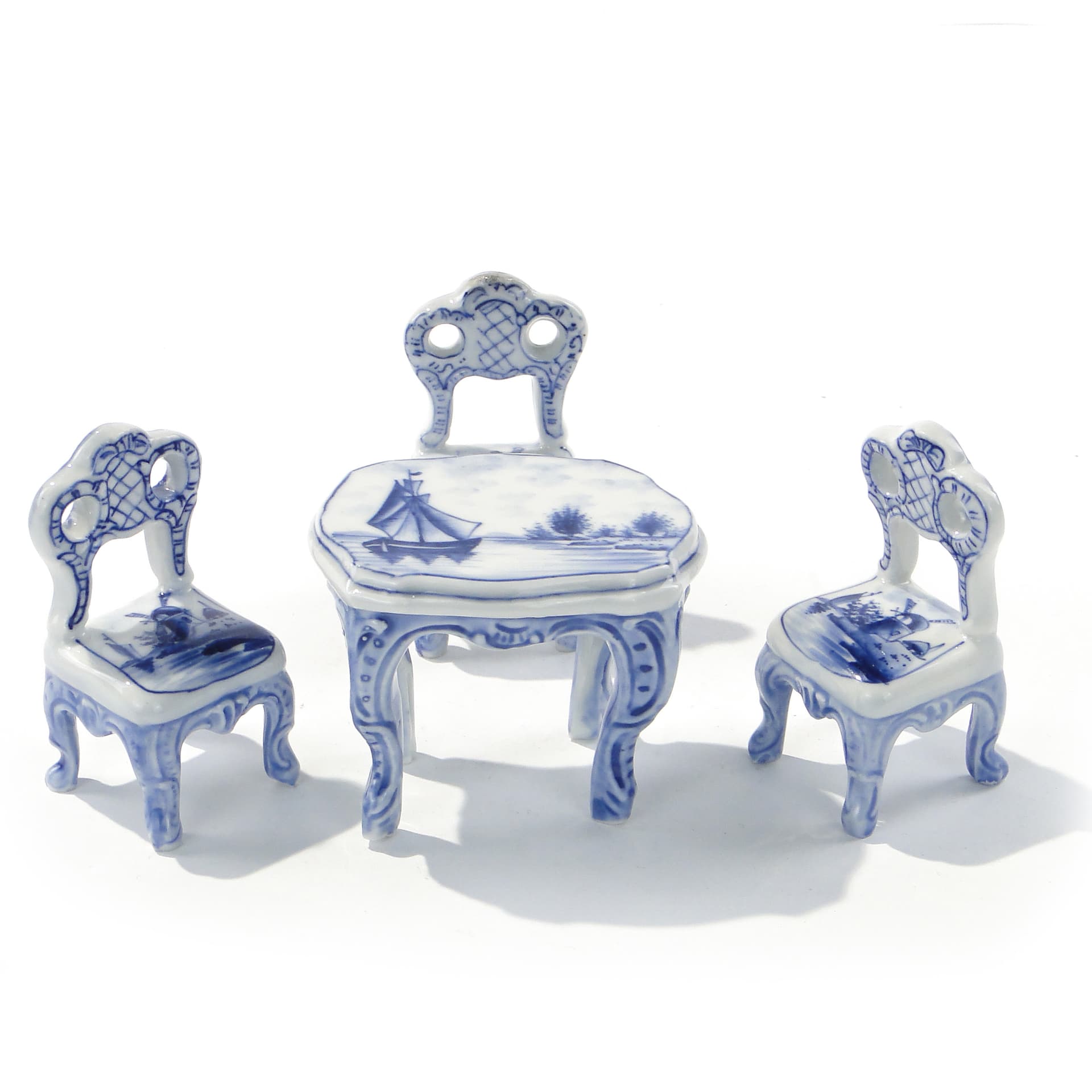 Miniature Salon Set, Louis Philippe Style, white blue, porcelain, early 20th century - 345921