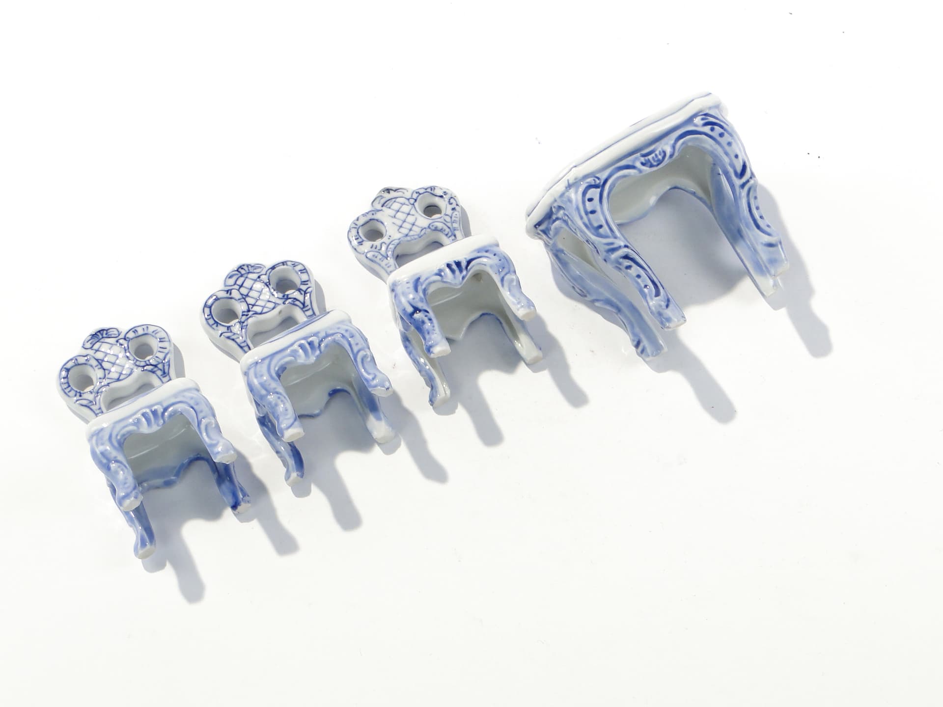 Miniature Salon Set, Louis Philippe Style, white blue, porcelain, early 20th century - 345917