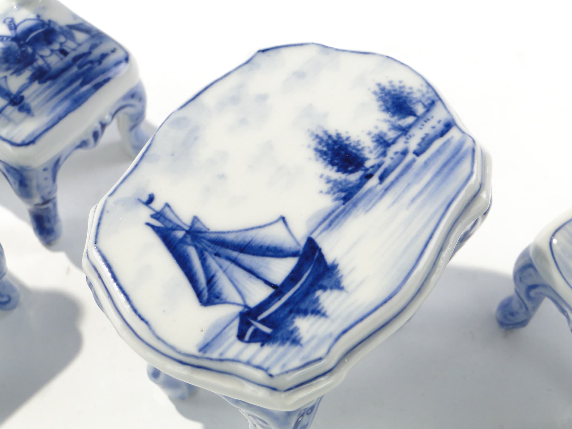 Miniature Salon Set, Louis Philippe Style, white blue, porcelain, early 20th century - 345914