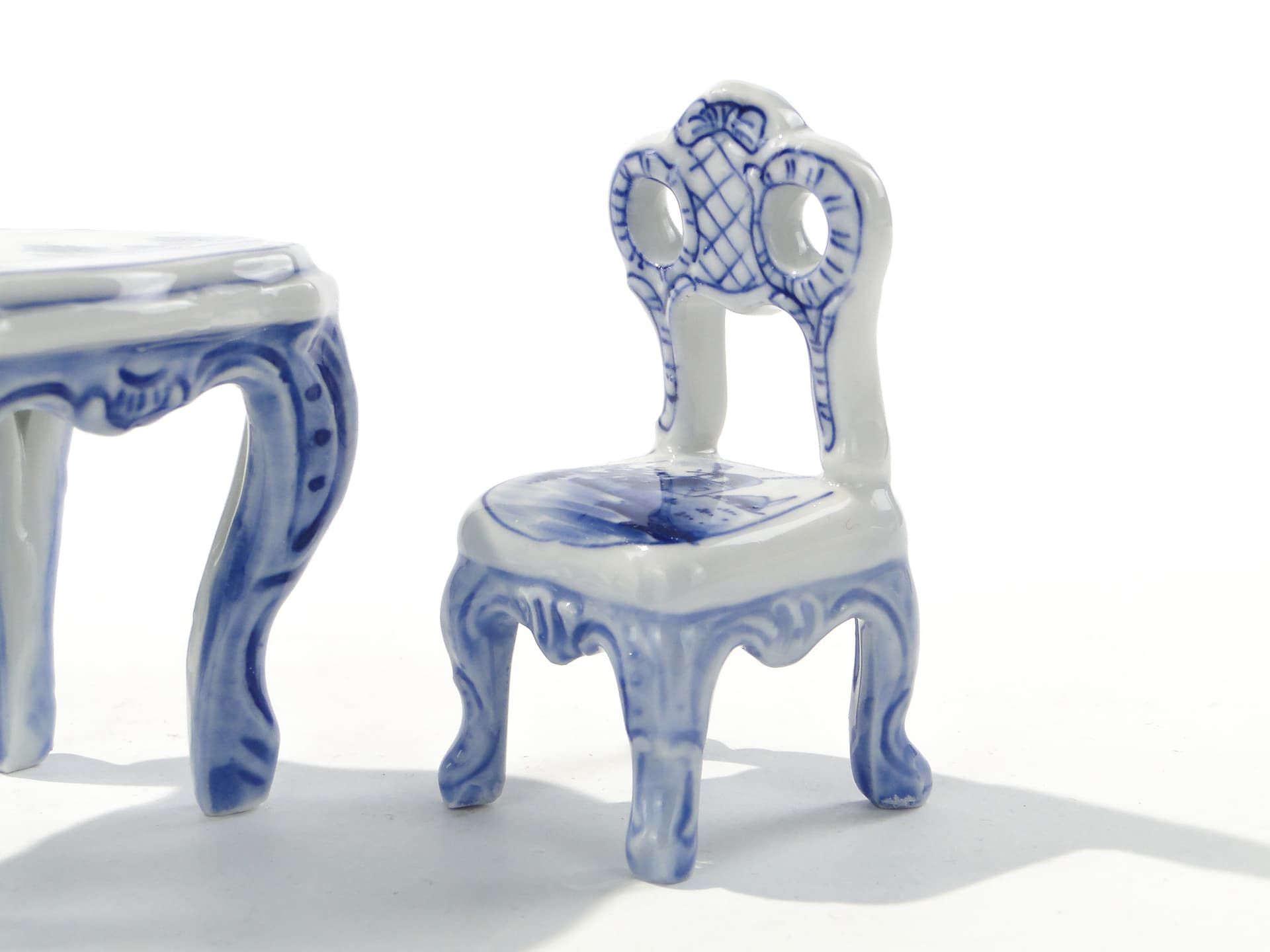 Miniature Salon Set, Louis Philippe Style, white blue, porcelain, early 20th century - 345920