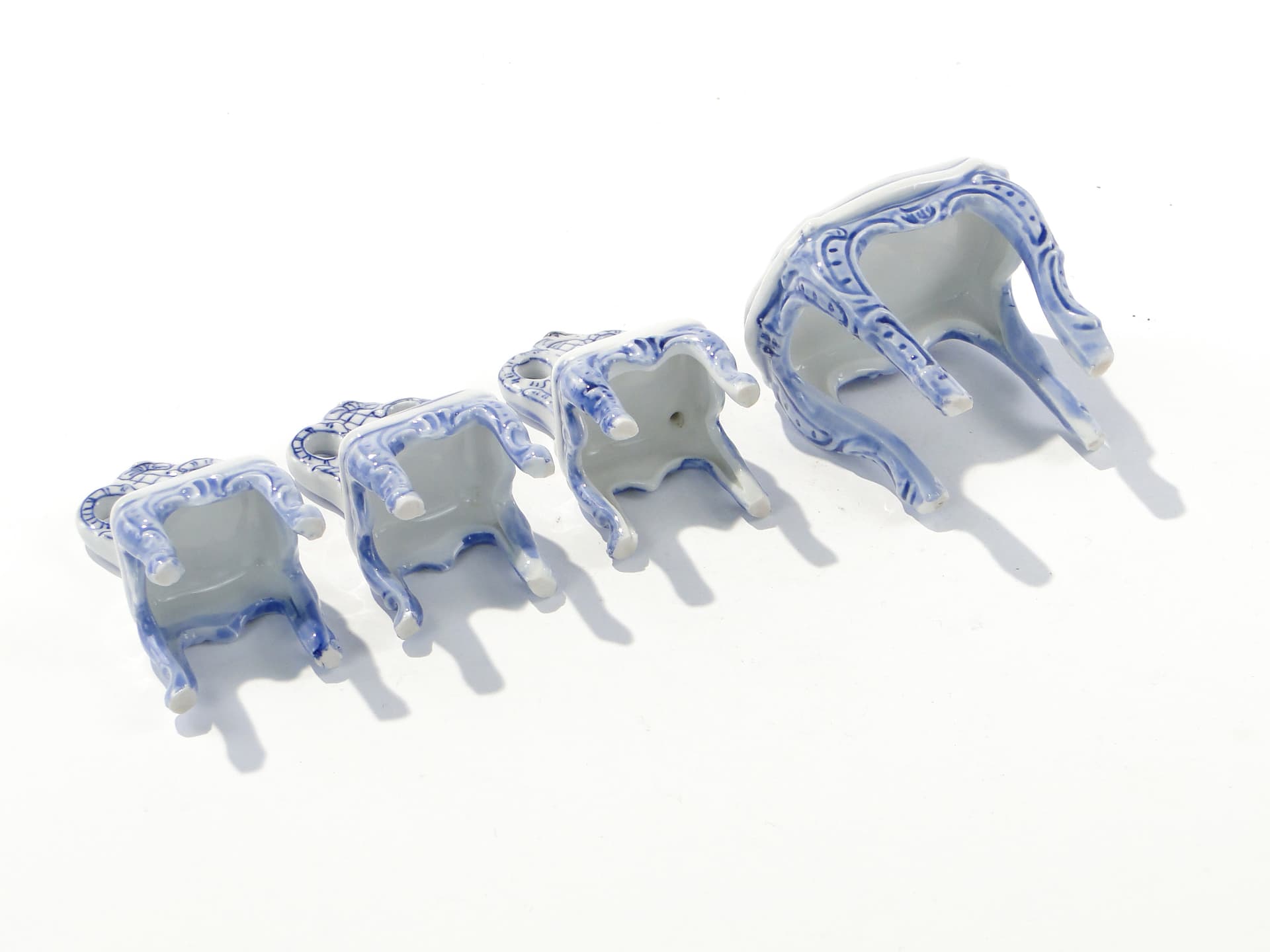 Miniature Salon Set, Louis Philippe Style, white blue, porcelain, early 20th century - 345918
