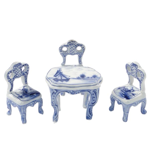Miniature Salon Set, Louis Philippe Style, white blue, porcelain, early 20th century - DIMENSION