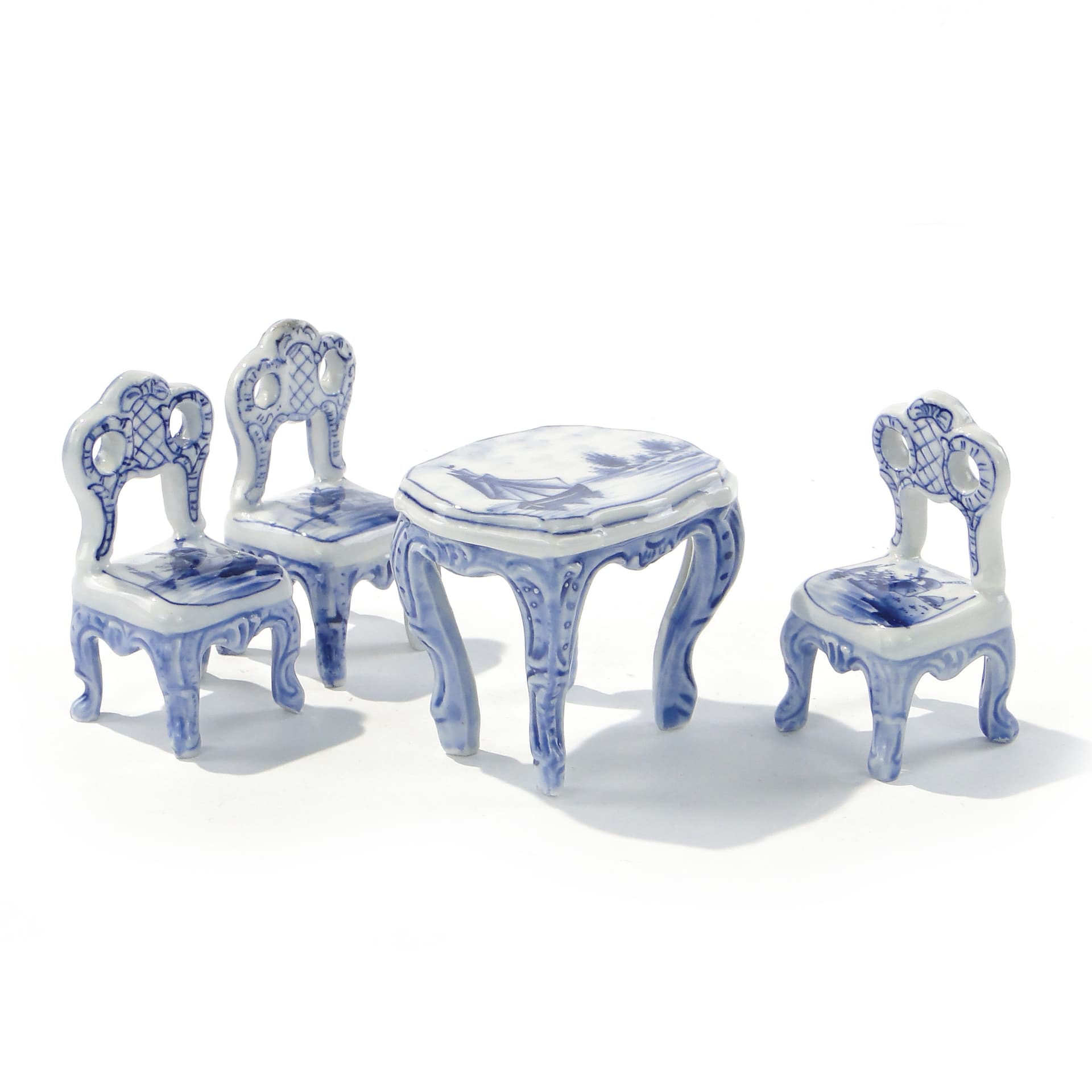 Miniature Salon Set, Louis Philippe Style, white blue, porcelain, early 20th century - 345922
