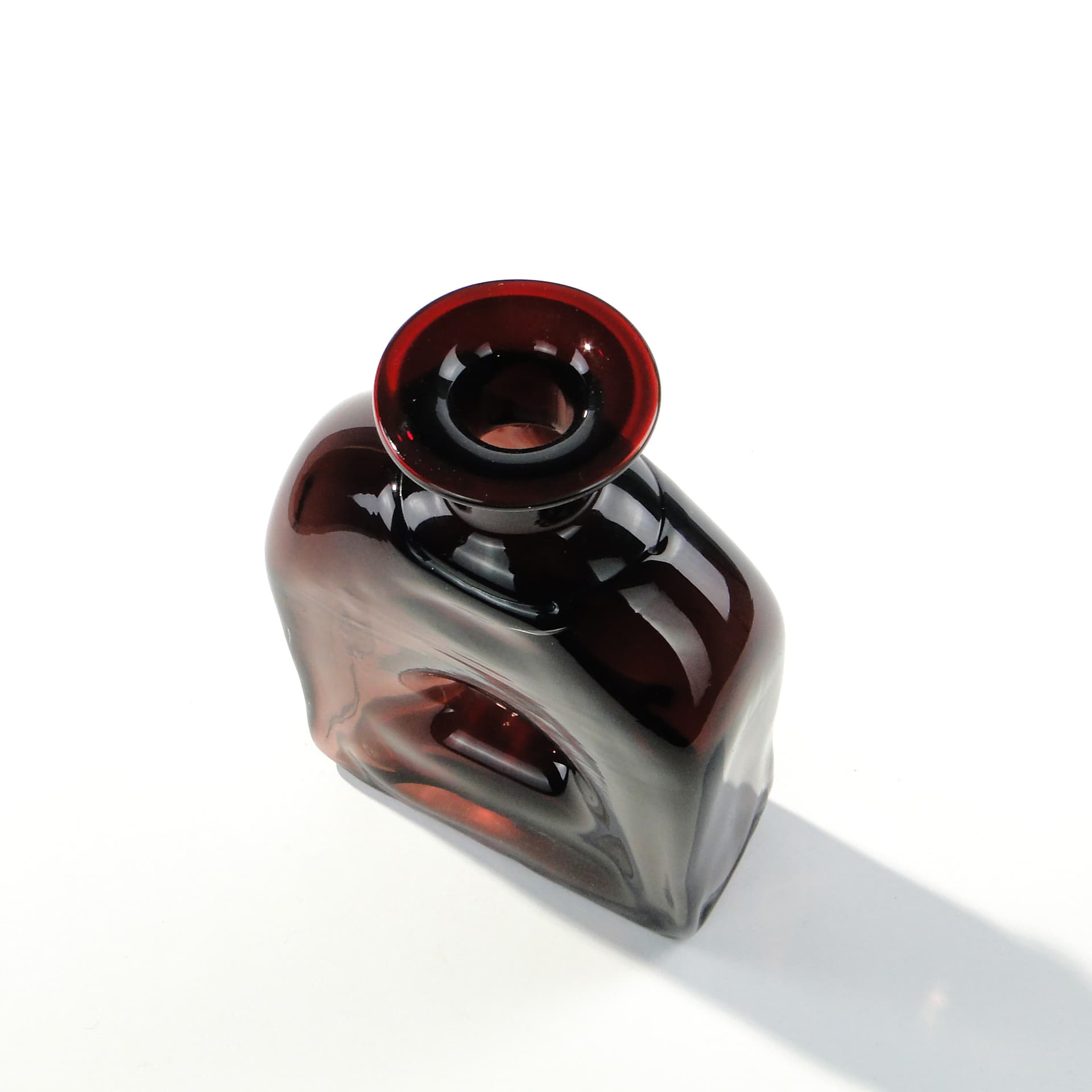 Artistic vase, purple black transparent, glass, by J. Maraj, Poland, 1970s. - 345929