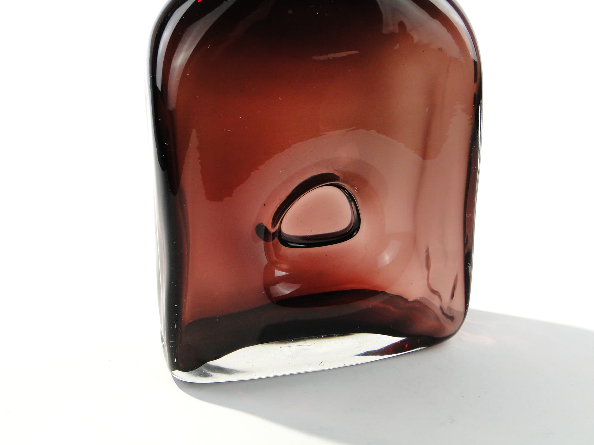 Artistic vase, purple black transparent, glass, by J. Maraj, Poland, 1970s. - 345925