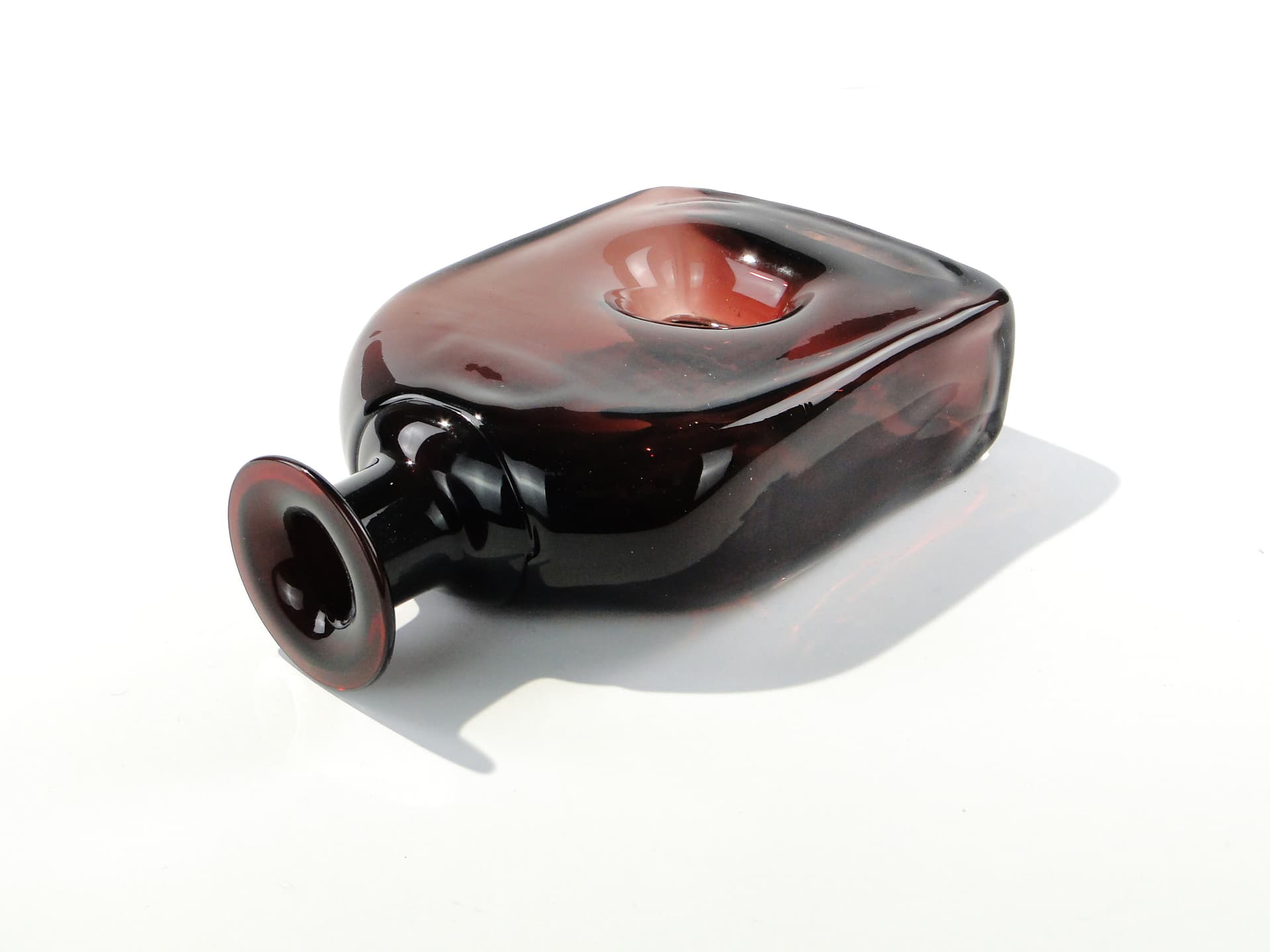 Artistic vase, purple black transparent, glass, by J. Maraj, Poland, 1970s. - 345930