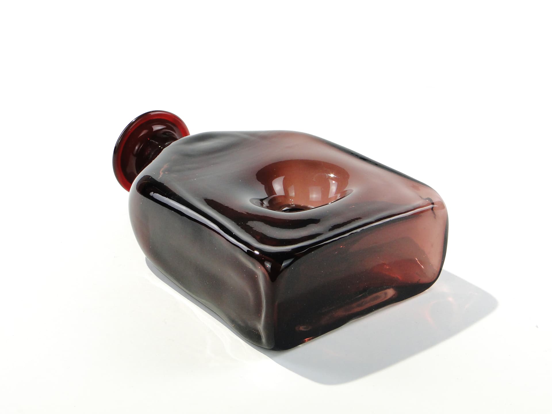 Artistic vase, purple black transparent, glass, by J. Maraj, Poland, 1970s. - 345931