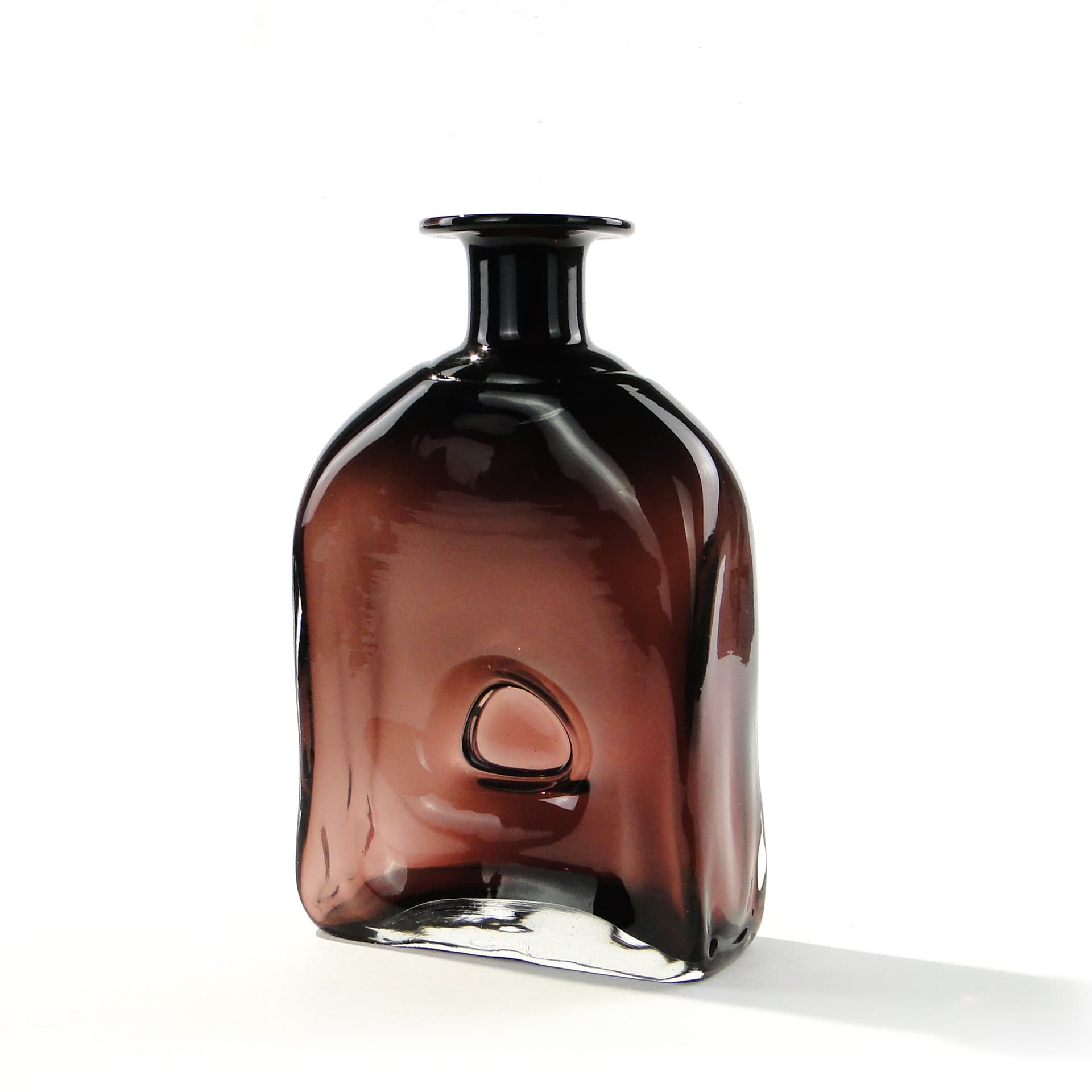 Artistic vase, purple black transparent, glass, by J. Maraj, Poland, 1970s. - 345927