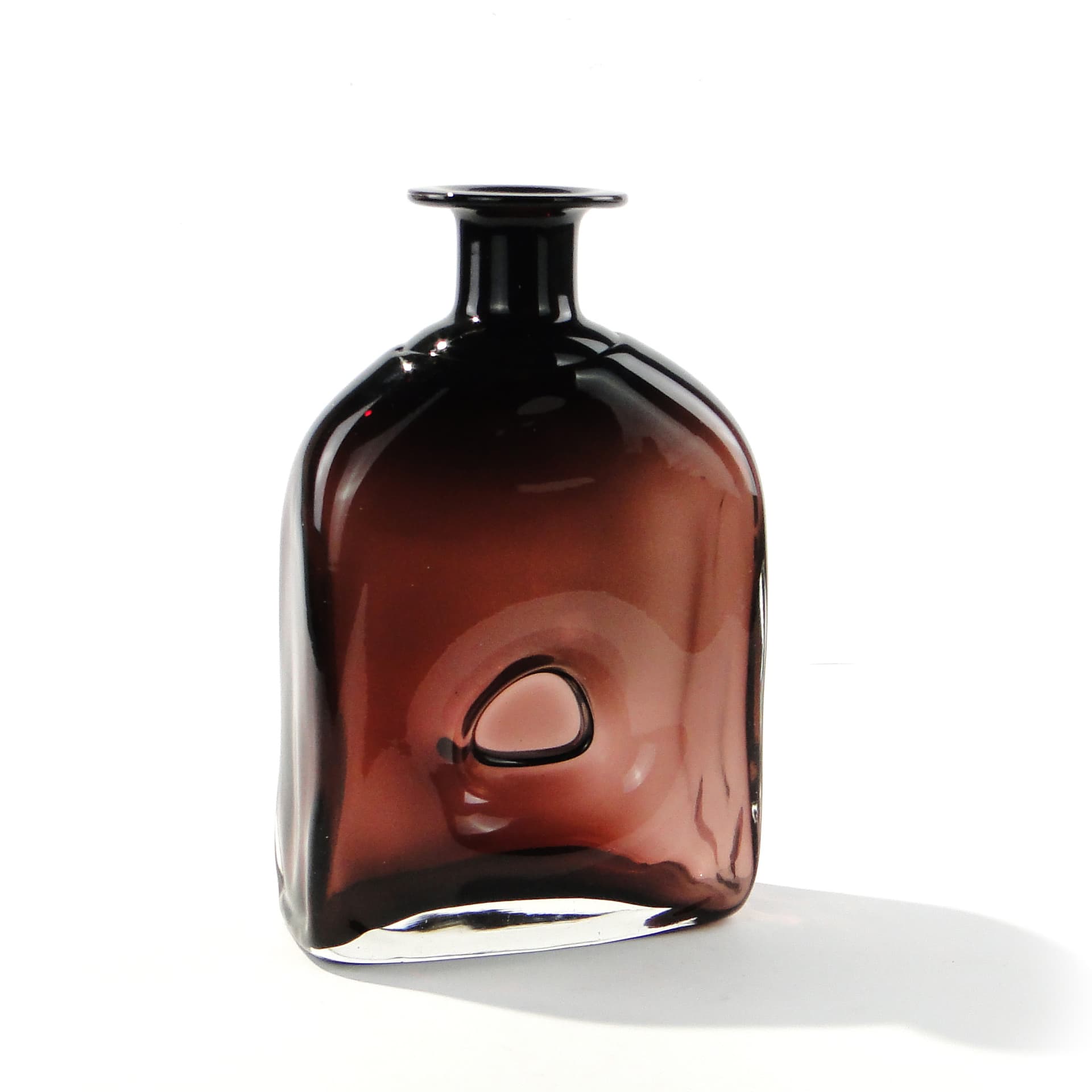 Artistic vase, purple black transparent, glass, by J. Maraj, Poland, 1970s. - 345932
