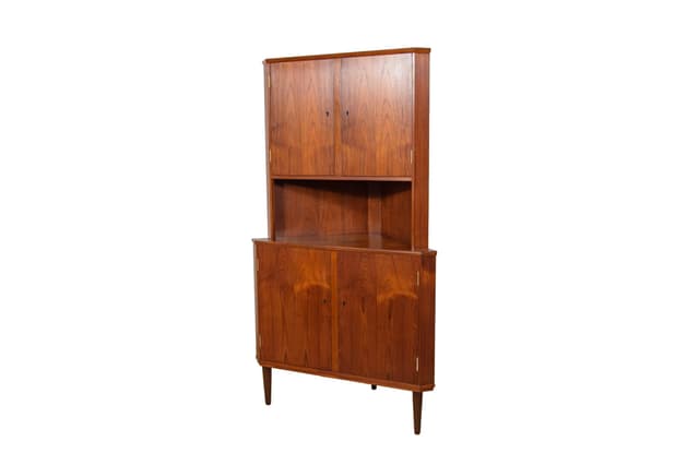 Corner cabinet, brown teak, Denmark, 1960s. - DIMENSION