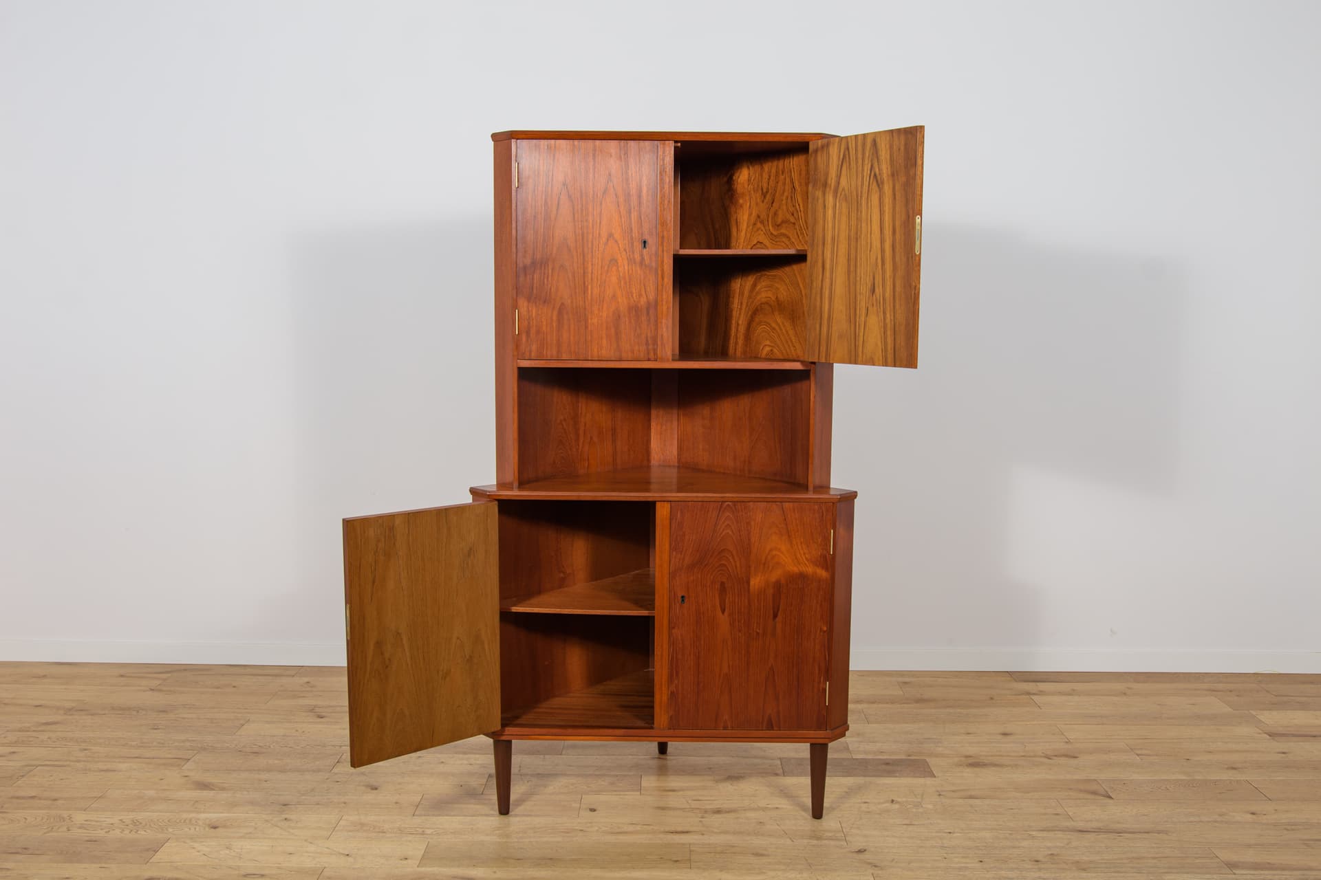 Corner cabinet, brown teak, Denmark, 1960s. - 345951