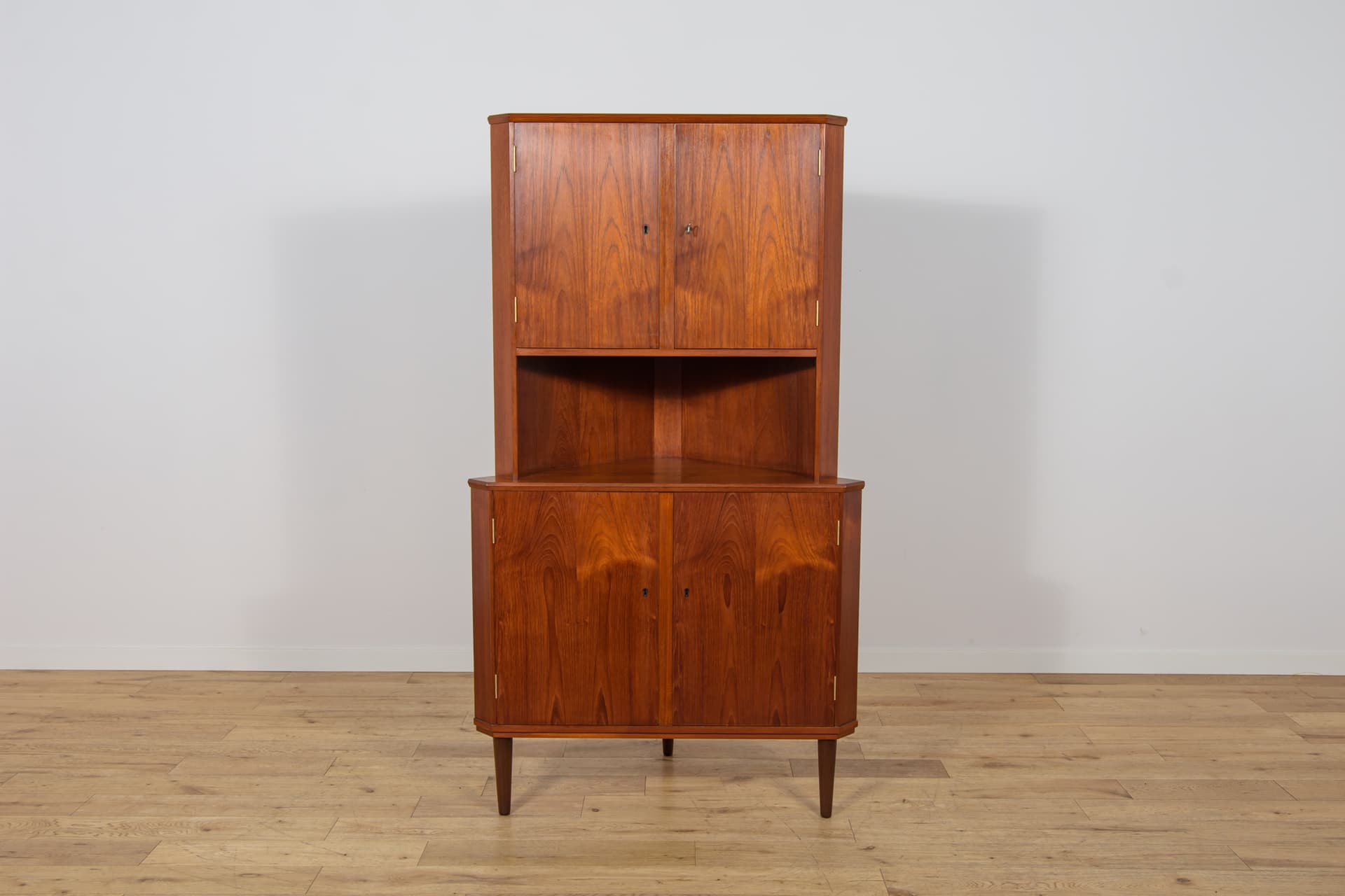 Corner cabinet, brown teak, Denmark, 1960s. - 345945