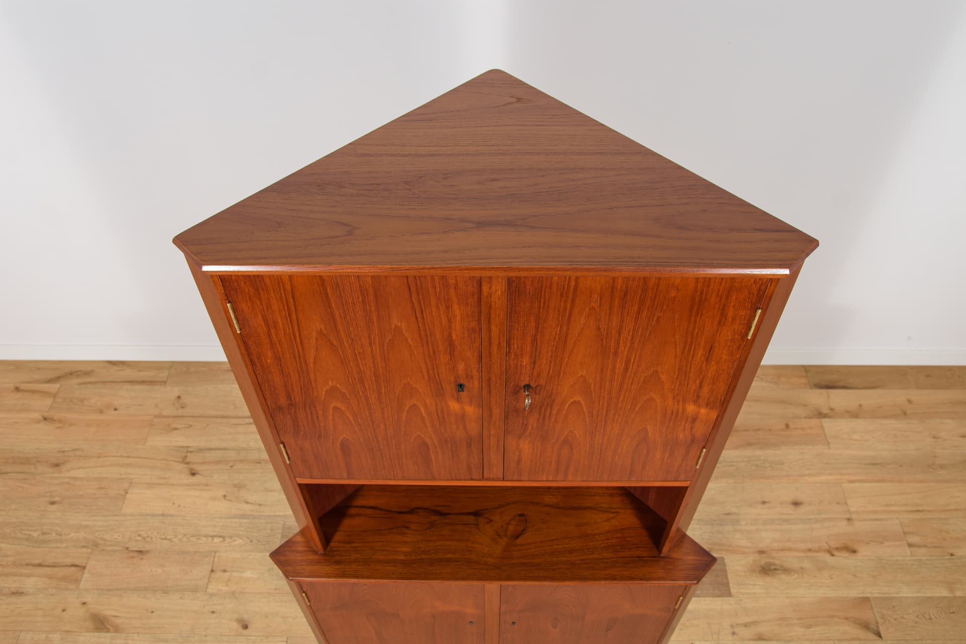 Corner cabinet, brown teak, Denmark, 1960s. - 345946