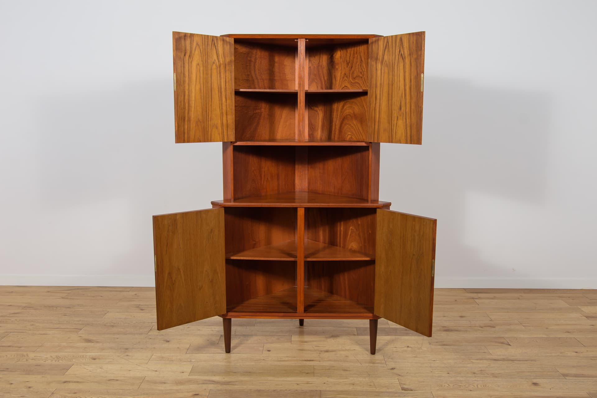 Corner cabinet, brown teak, Denmark, 1960s. - 345950