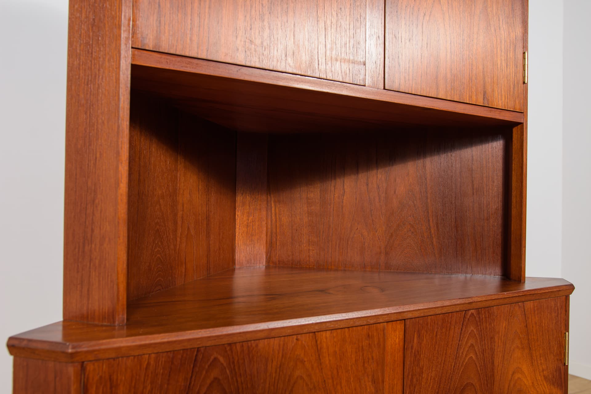 Corner cabinet, brown teak, Denmark, 1960s. - 345953