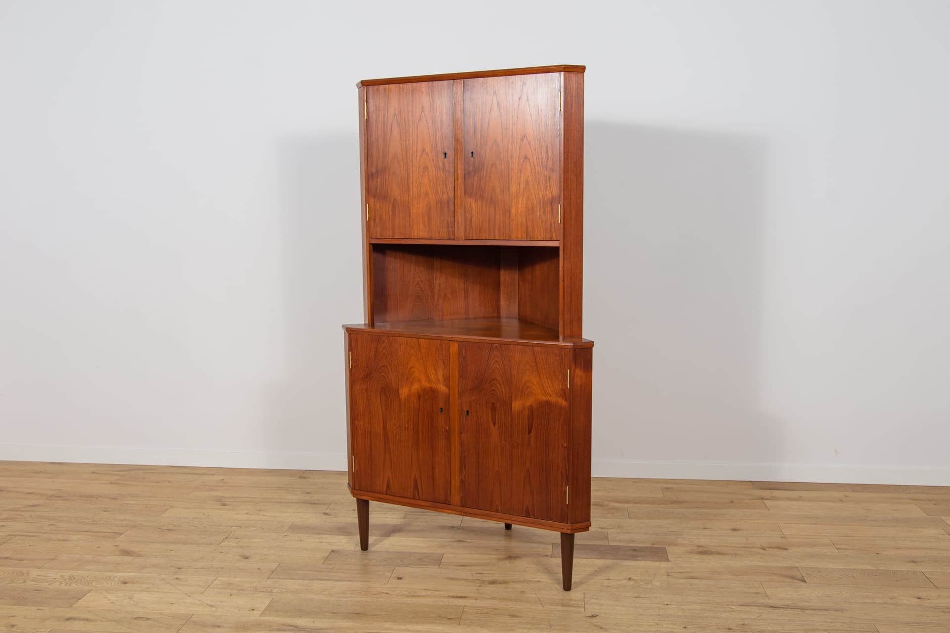 Corner cabinet, brown teak, Denmark, 1960s. - 345944