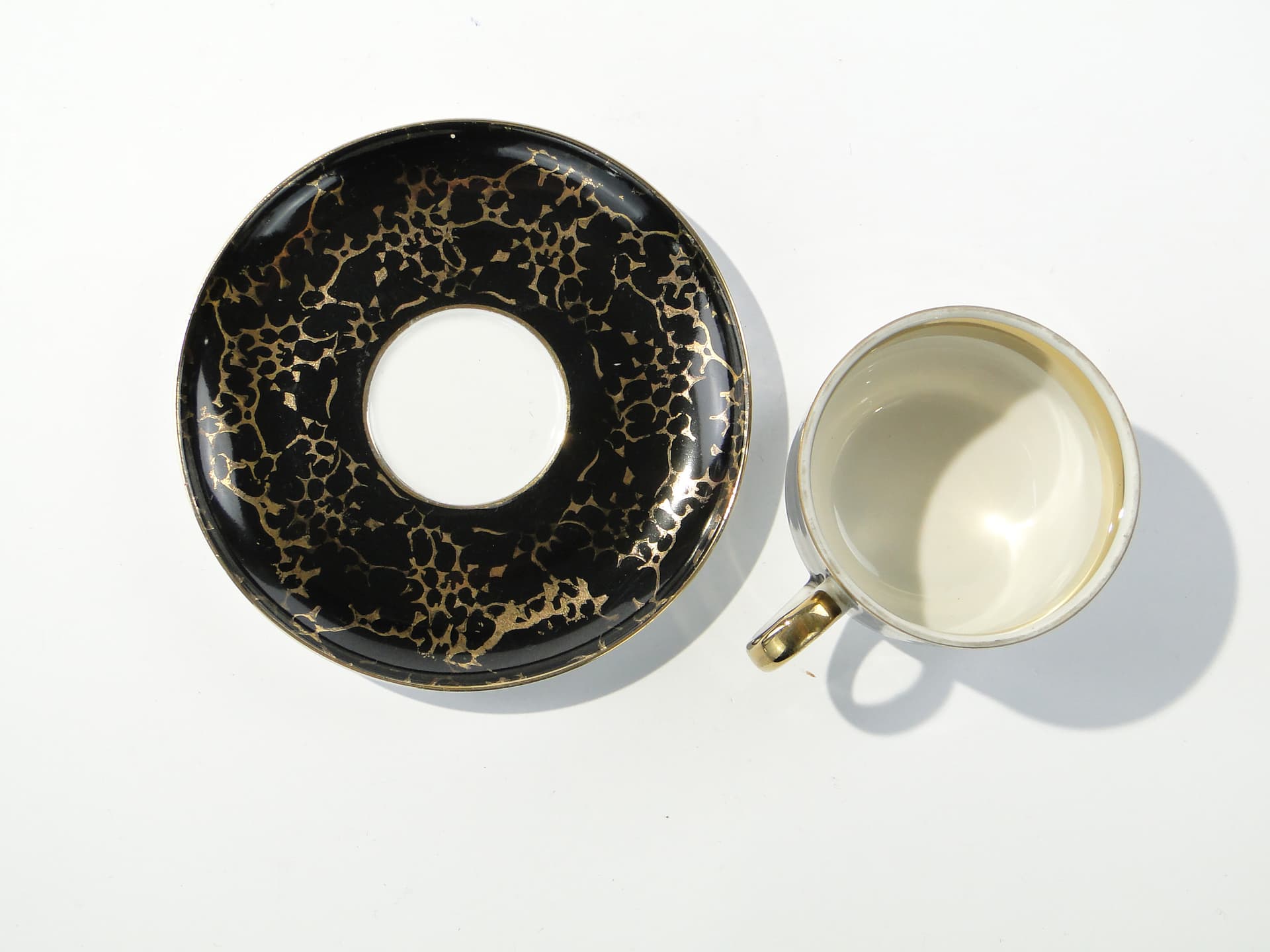 Cup Ada, white black gold porcelain, by W. Potacki, Ćmielów, Poland, 1960s - 345998