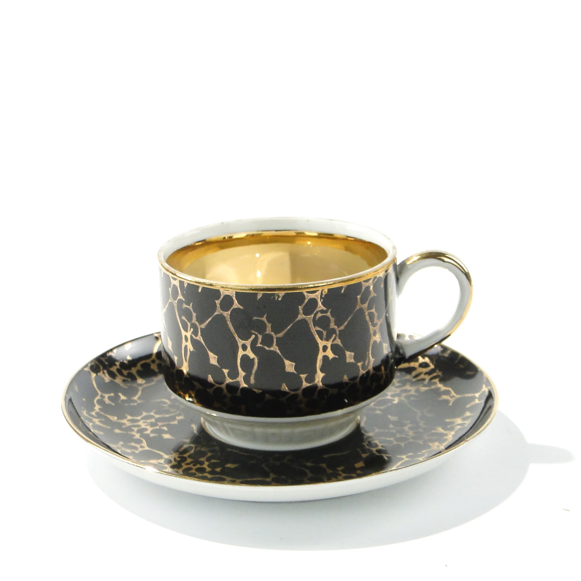 Cup Ada, white black gold porcelain, by W. Potacki, Ćmielów, Poland, 1960s - 346005