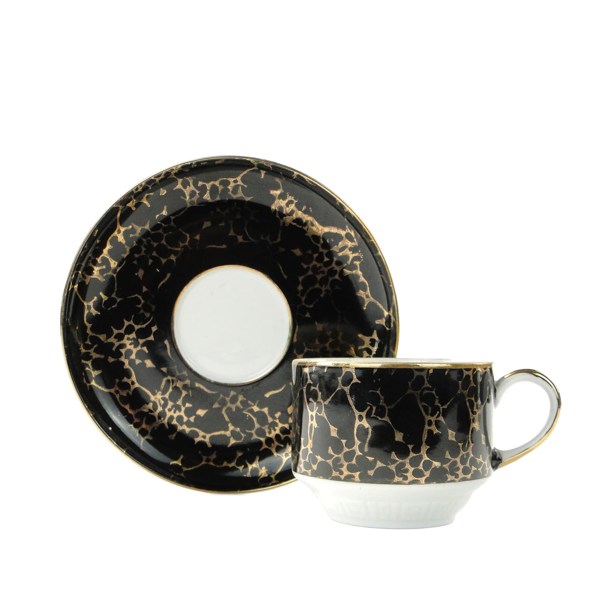 Cup Ada, white black gold porcelain, by W. Potacki, Ćmielów, Poland, 1960s