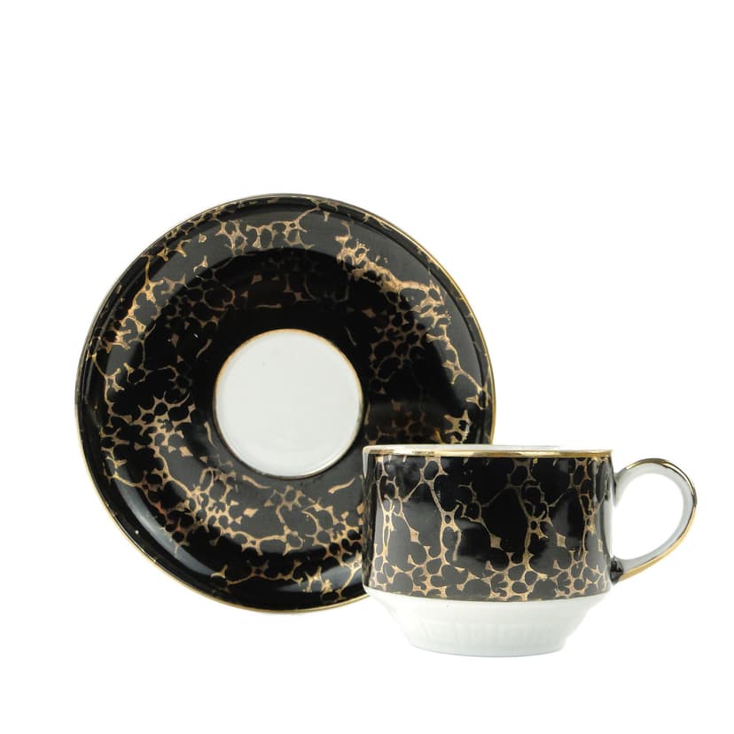 Cup Ada, white black gold porcelain, by W. Potacki, Ćmielów, Poland, 1960s
