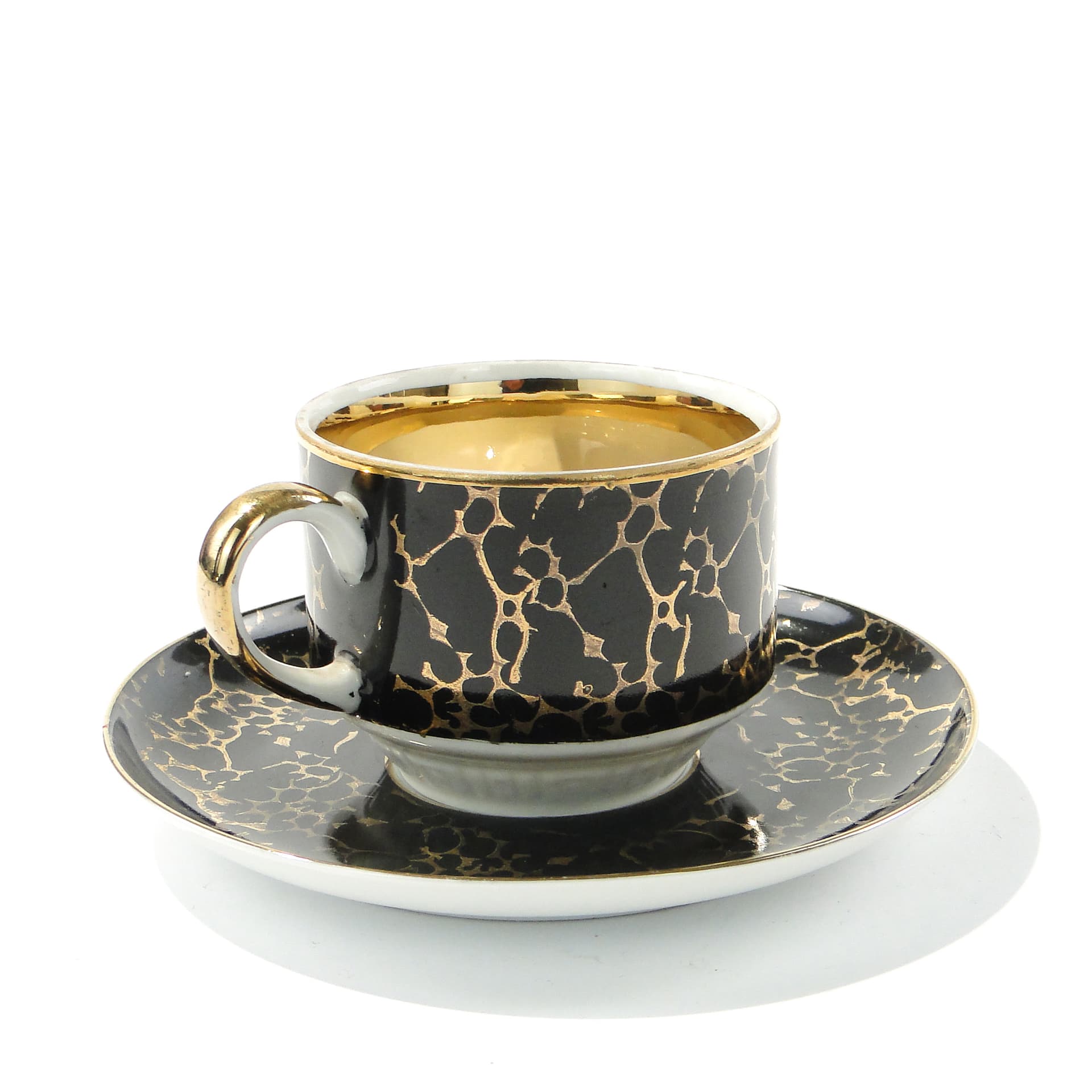 Cup Ada, white black gold porcelain, by W. Potacki, Ćmielów, Poland, 1960s - 345997