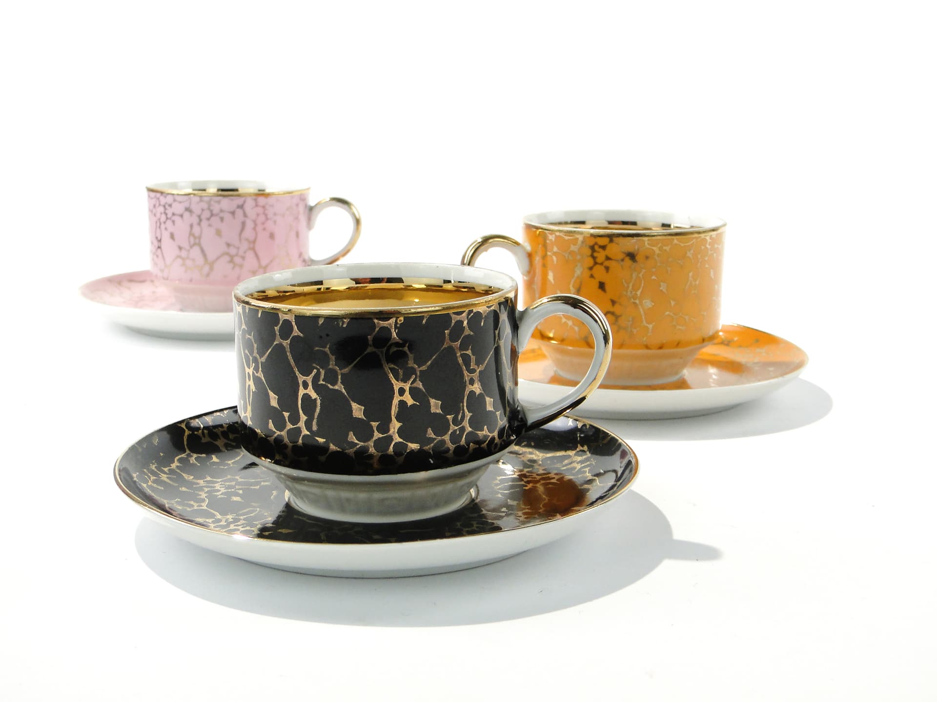 Cup Ada, white black gold porcelain, by W. Potacki, Ćmielów, Poland, 1960s - 345996
