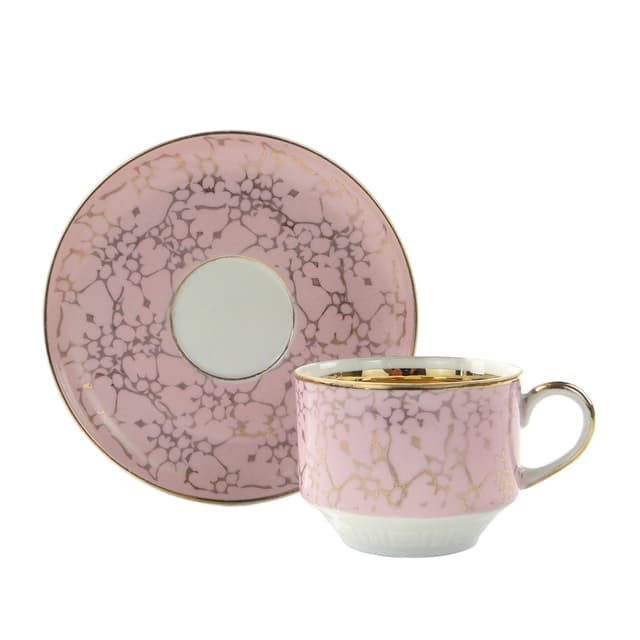 Cup Ada, pink, gold-plated porcelain, by W. Potacki, Ćmielów, Poland, 1960s. - DIMENSION